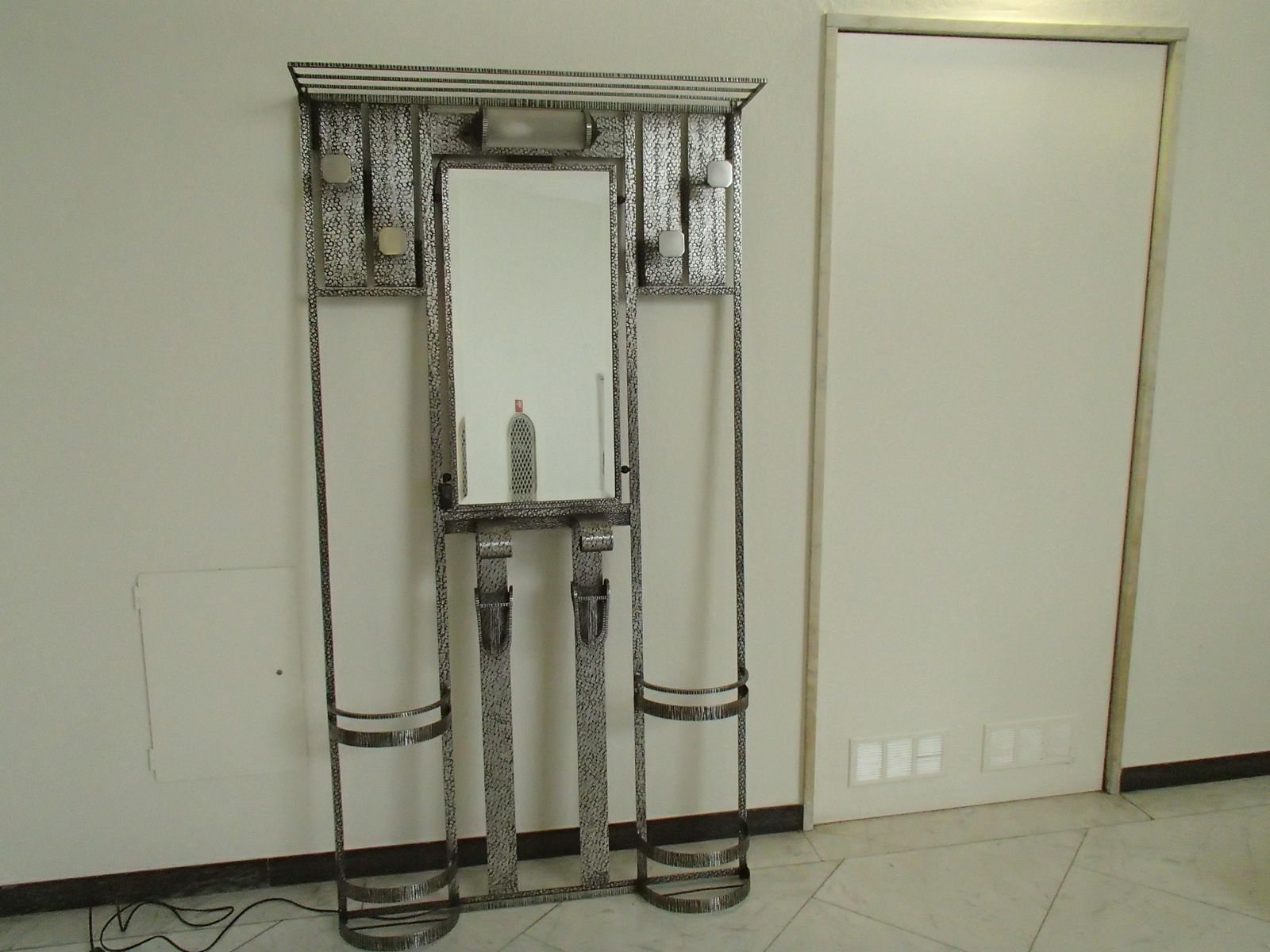 photo buy Art Deco Wrouth Iron Wardrobe With Mirror And Light