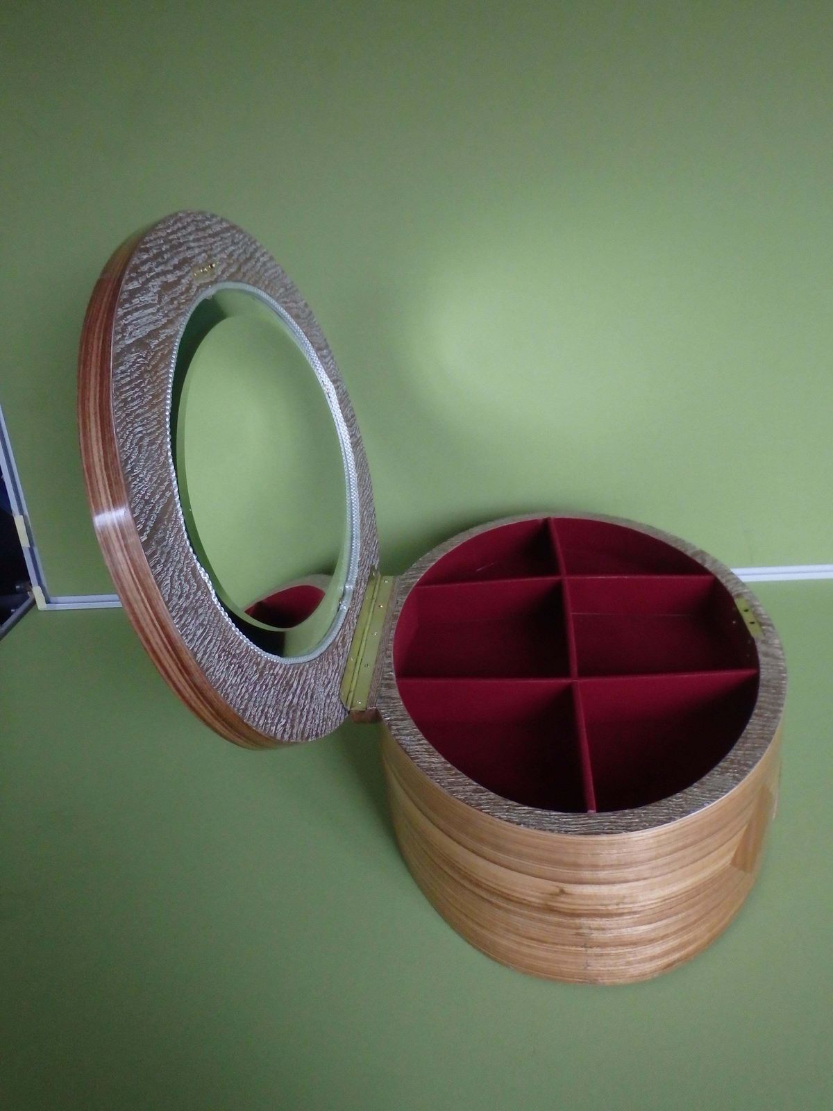 Huge Wooden  Jewelry Or Make Up Box With Oval Mirror For The Dressing Table photo Home Decor