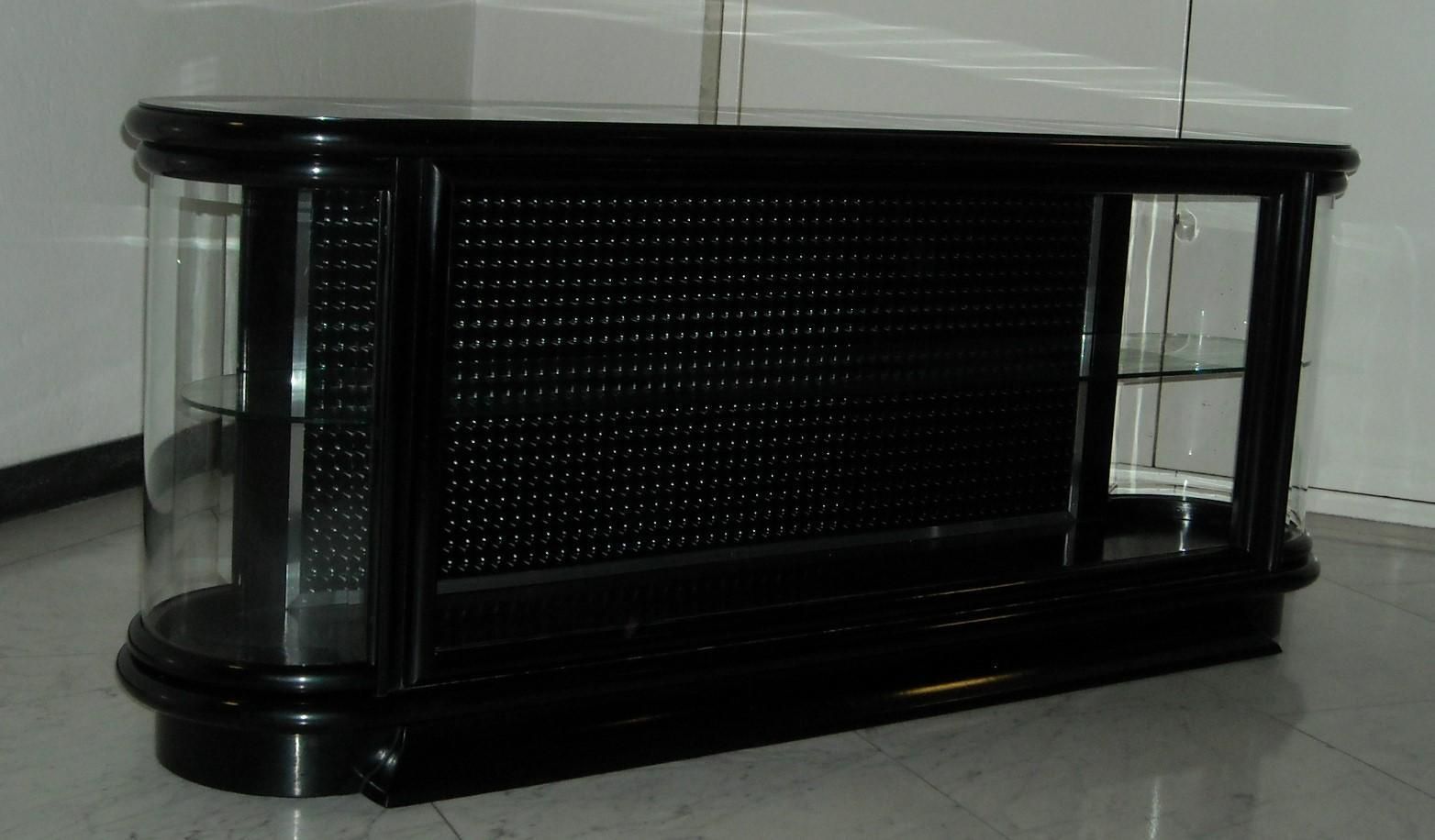 Art Deco Black Vitrine Or Low Board With Around Edges Glass Top photo 3390.0