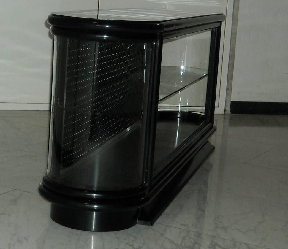 Art Deco Black Vitrine Or Low Board With Around Edges Glass Top photo vinterior