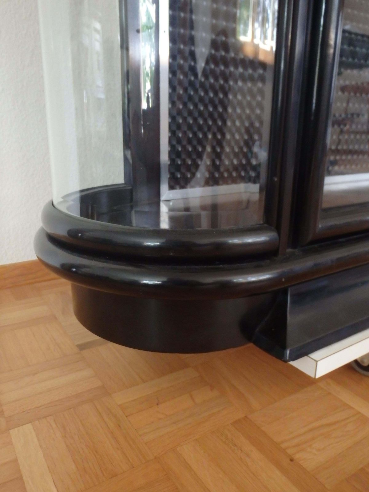 photo furniture Art Deco Black Vitrine Or Low Board With Around Edges Glass Top