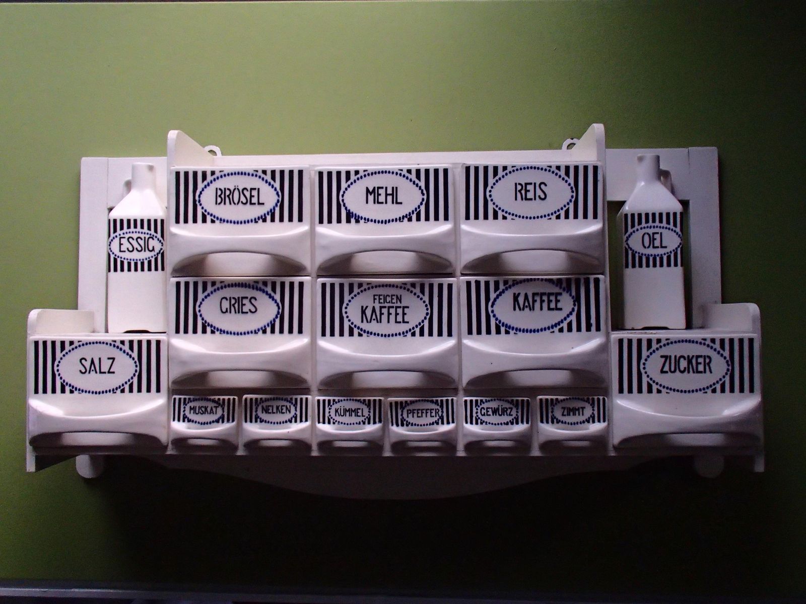 2187.0 1920 This Shelf W/ Porcelain Drawers For Spices Sugar Flower Oil Vinegar Coffee photo