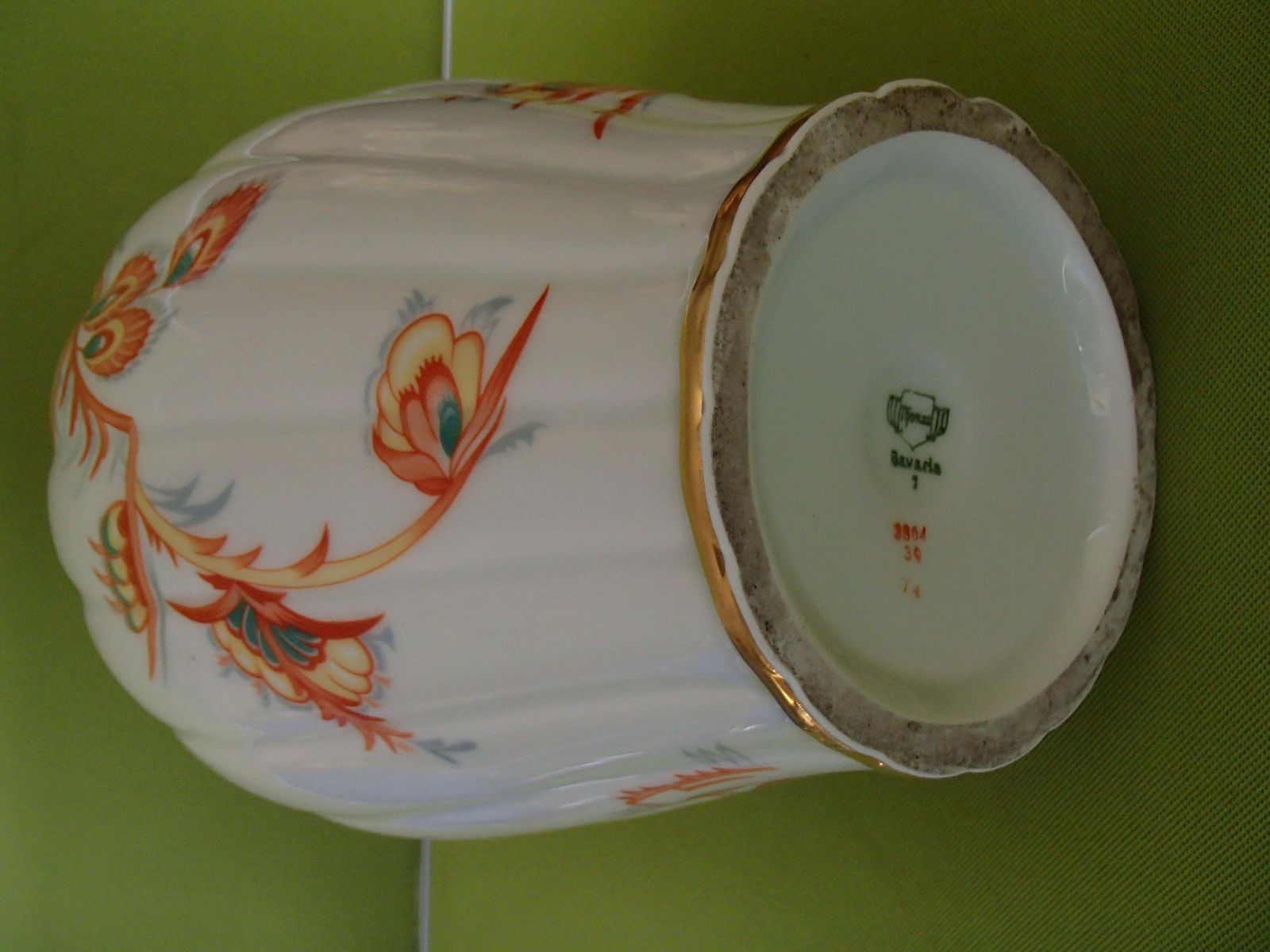 photo for sale Art Deco Porcelain Vase With Lid By Thomas Bavaria With Cubistic Flowers
