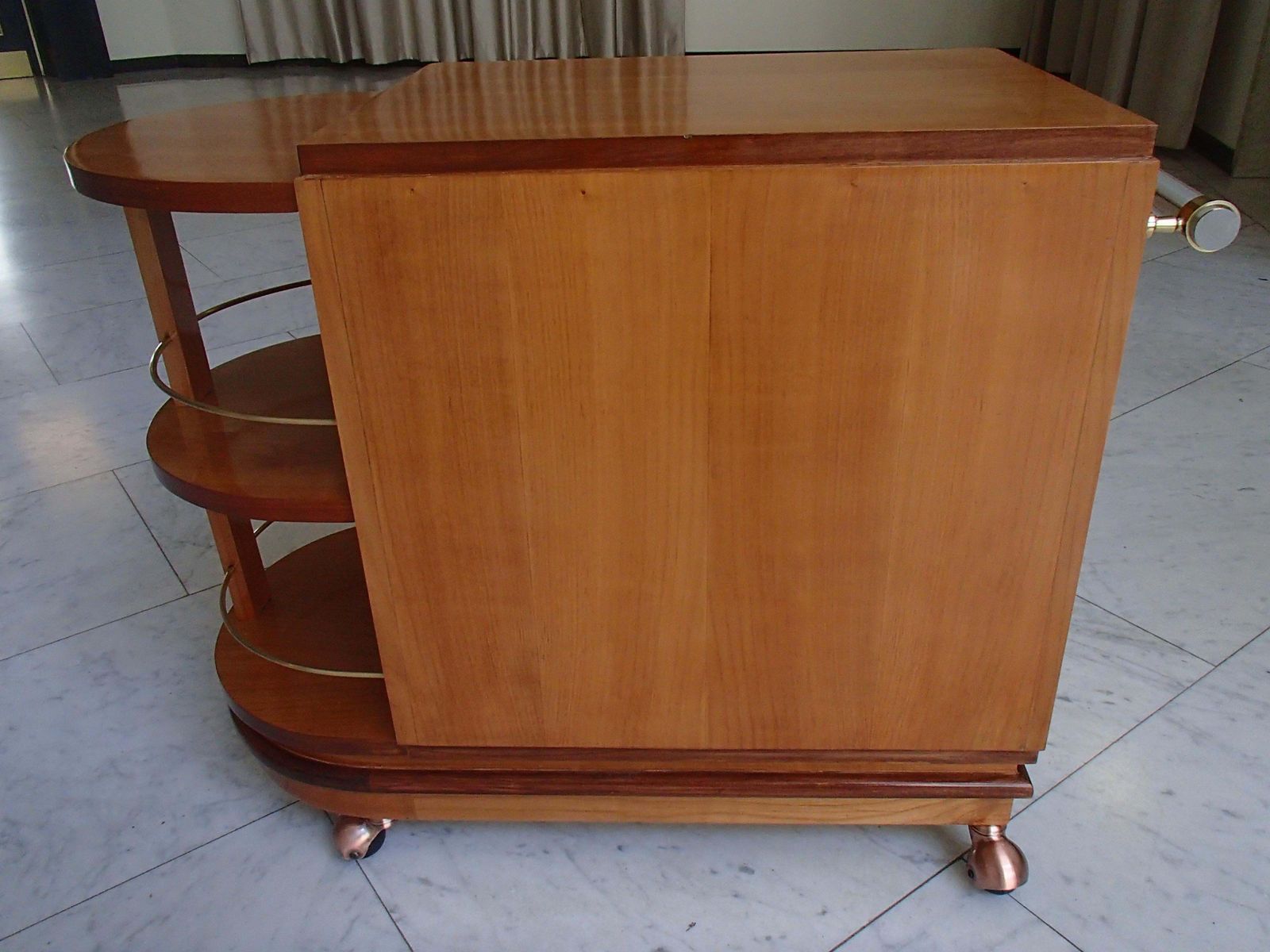 Furniture Art Deco Trolley Bar With 2 Doors And Bottle Compartment On Copper Wheels photo