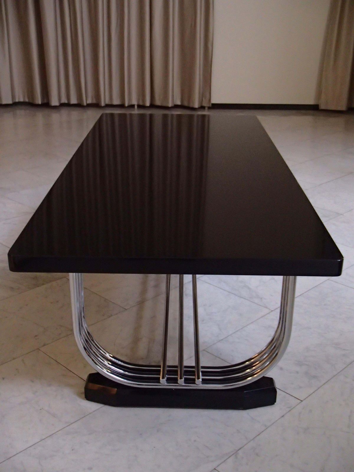1930thies Tubular Chrome And Blck Top Table For Pel By Serge Chermayeff photo for sale