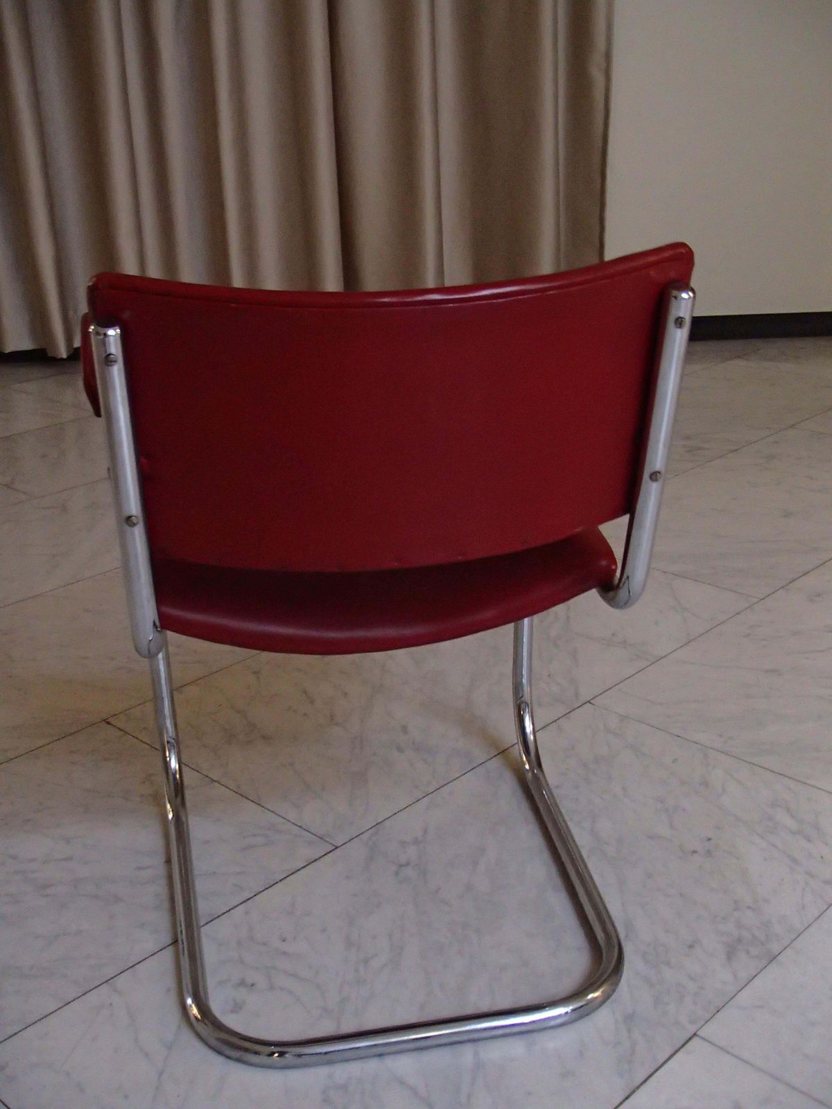 1930thies 6 Red Leather Armchairs By Serge Chermayeff For Pel photo for sale