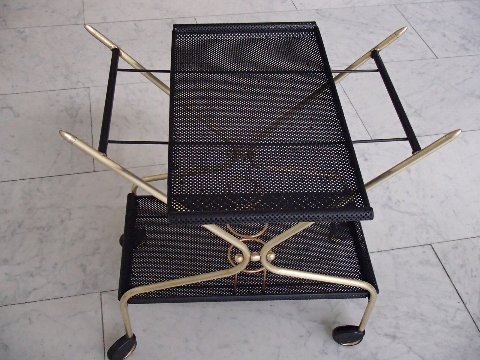Furniture Mid Century Modern Bar Cart In The Style Of Mathieu Matégot photo