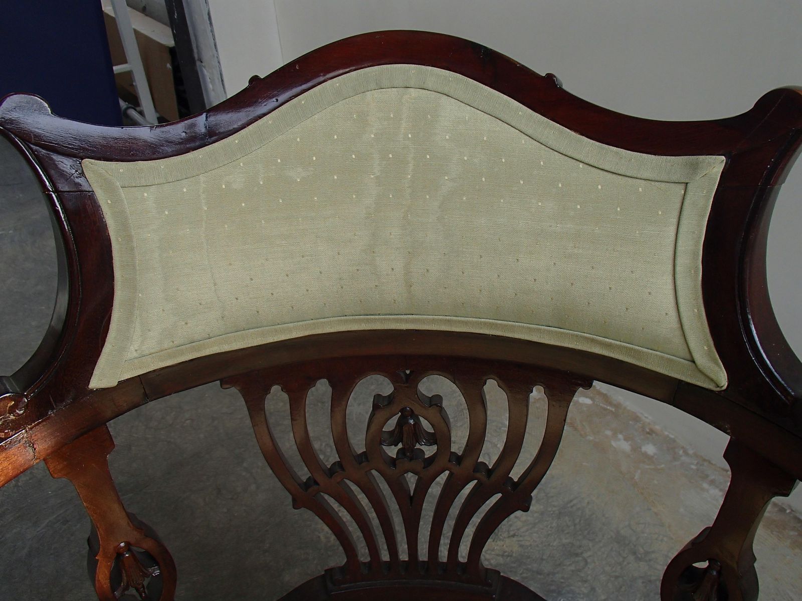 Regency Desk Armchair With Lite Green Silk Covered photo buy