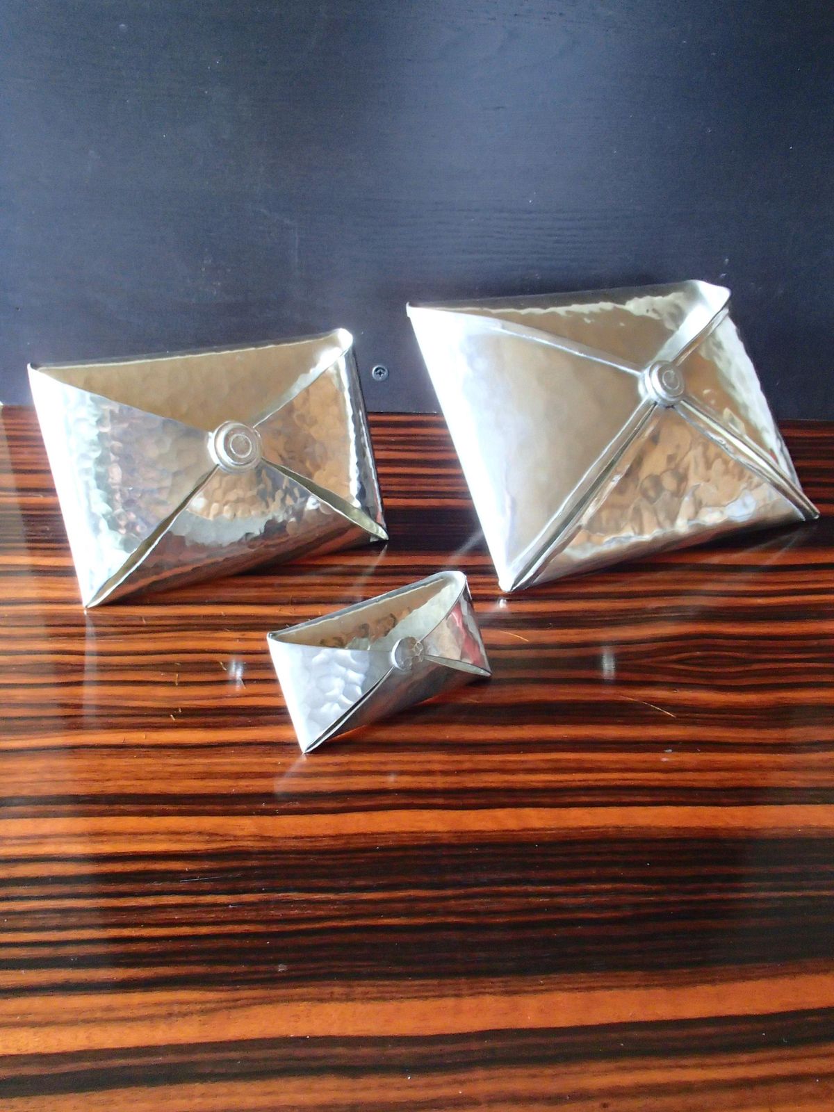 Modern Desk Set Of Pewter For Letters And Visit Cards By Jean Goardere photo vintage