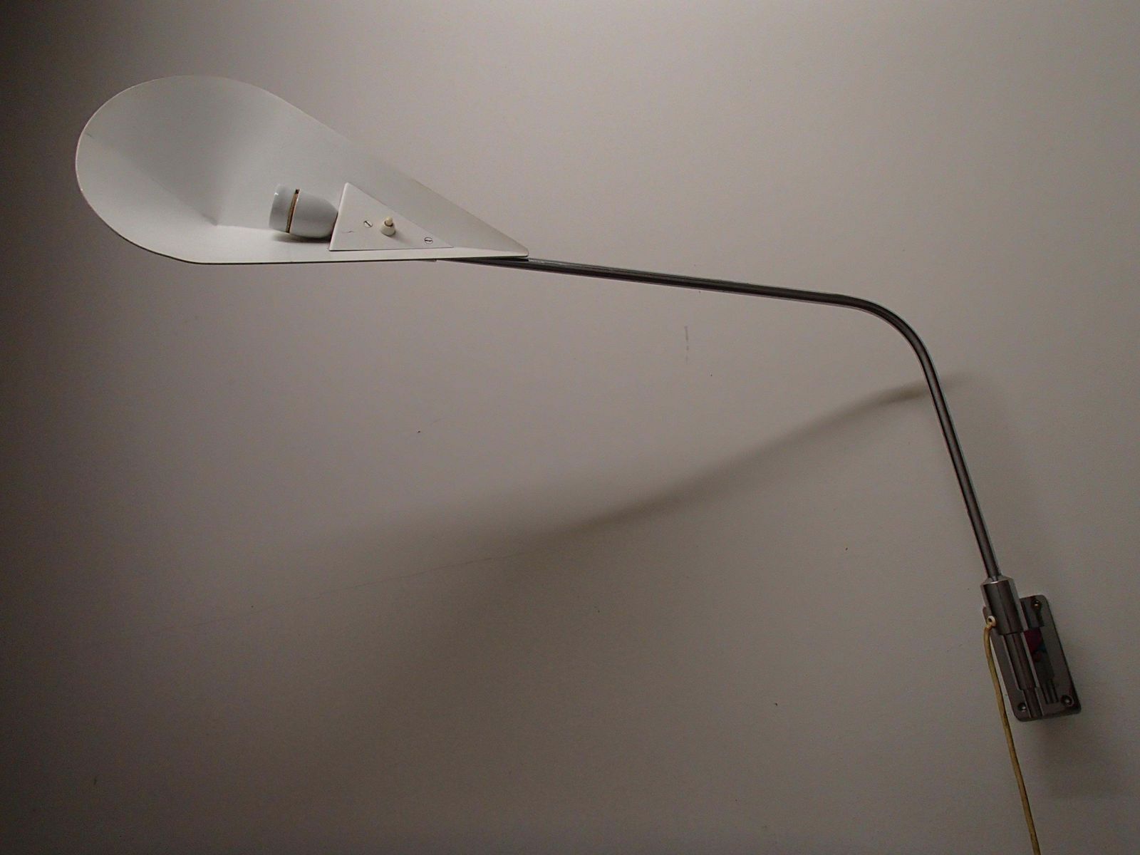 photo buy Mid Century Modern Desk Or Reading Wall Light Movable Chrome Arm And Black Shade