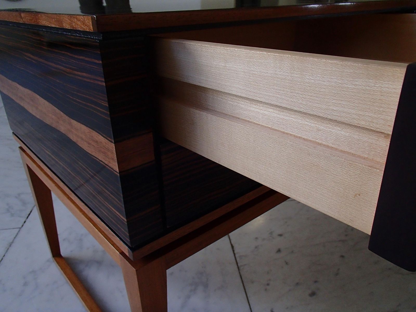 photo buy Midcentury Chest Of Drawers Or Low Table Ebene De Macassar And Brass Handles