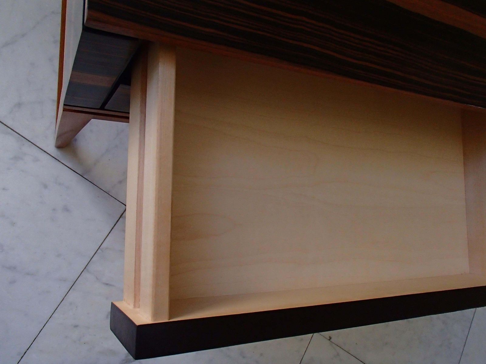 photo vintage Midcentury Chest Of Drawers Or Low Table Ebene De Macassar And Brass Handles