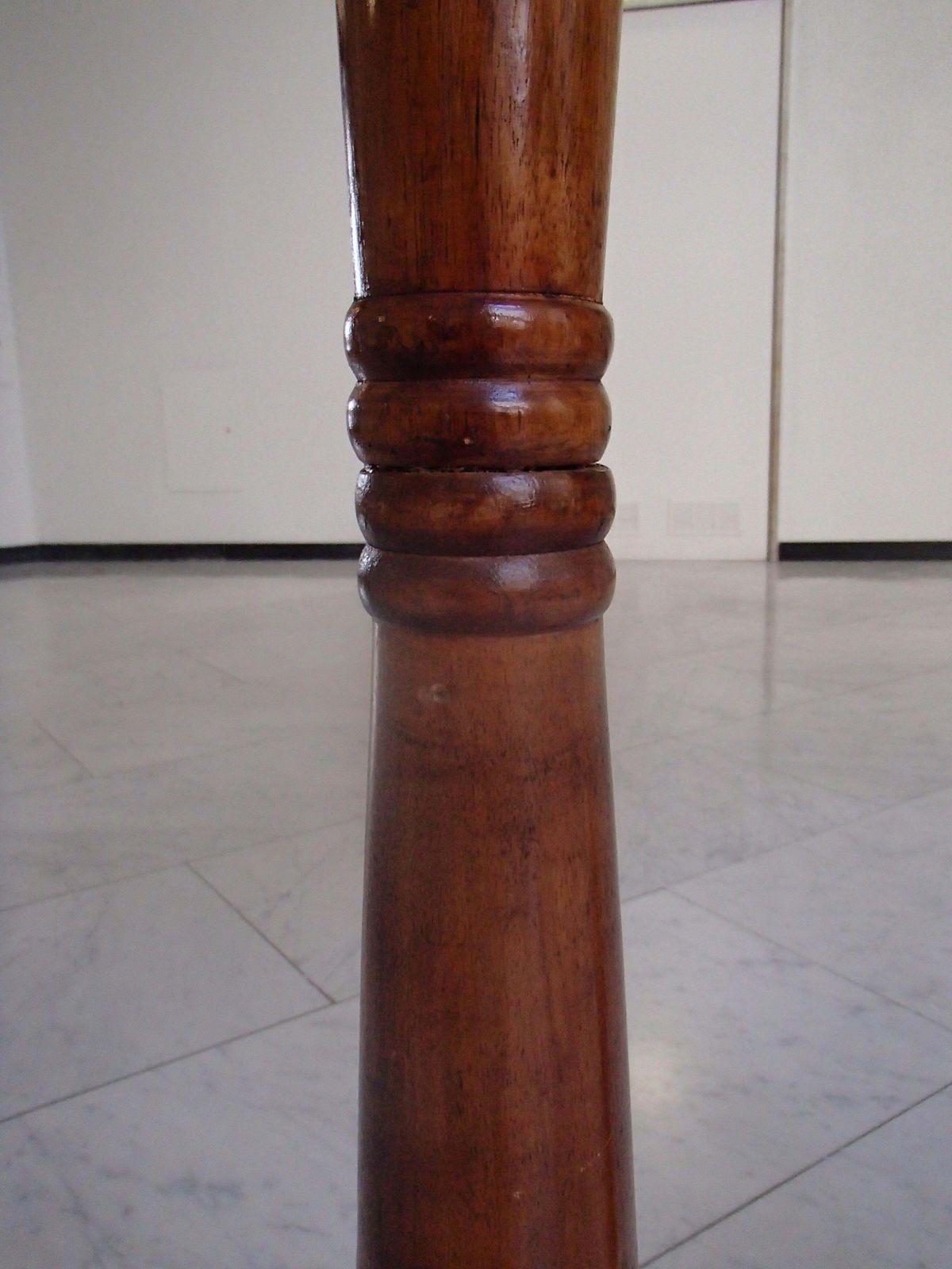 Midcentury Brutalist Pair Handmade Floor Lamps Wood And Rolled Skin Shades photo vintage