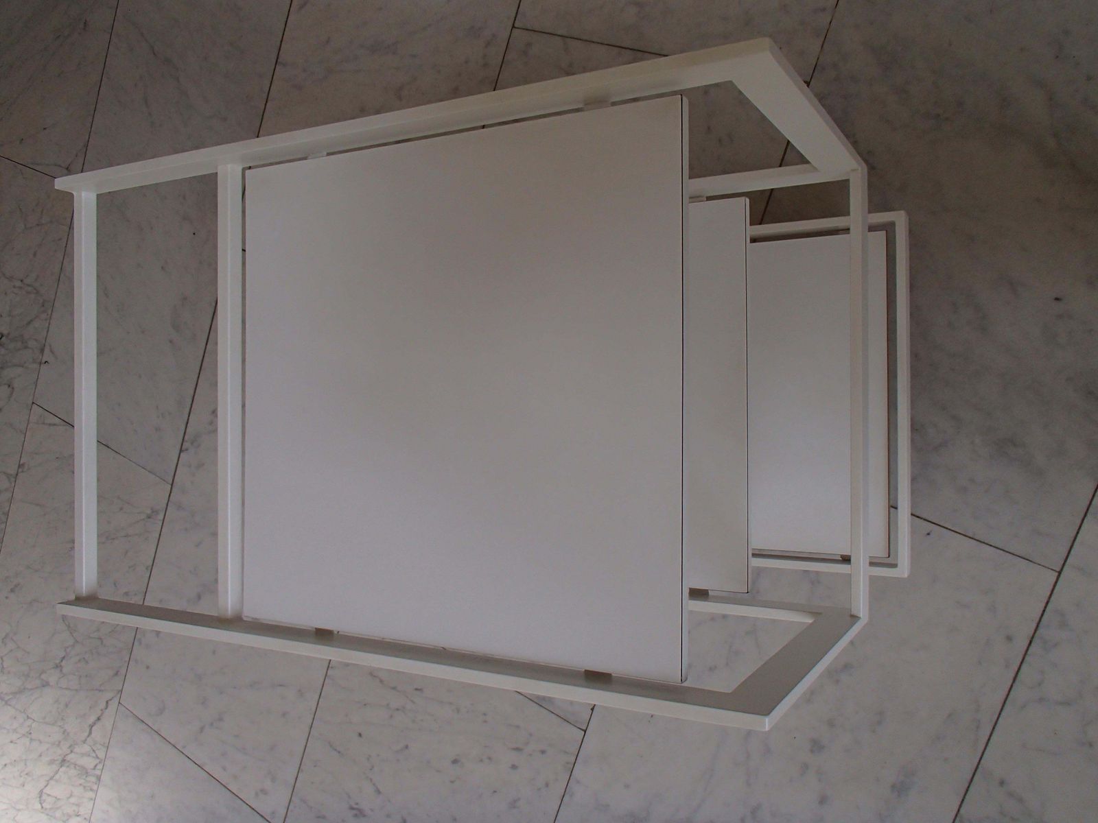 Modern Cubist White Trolley 3 Shelf's White Metal Frame And Wood Shelf's photo for sale