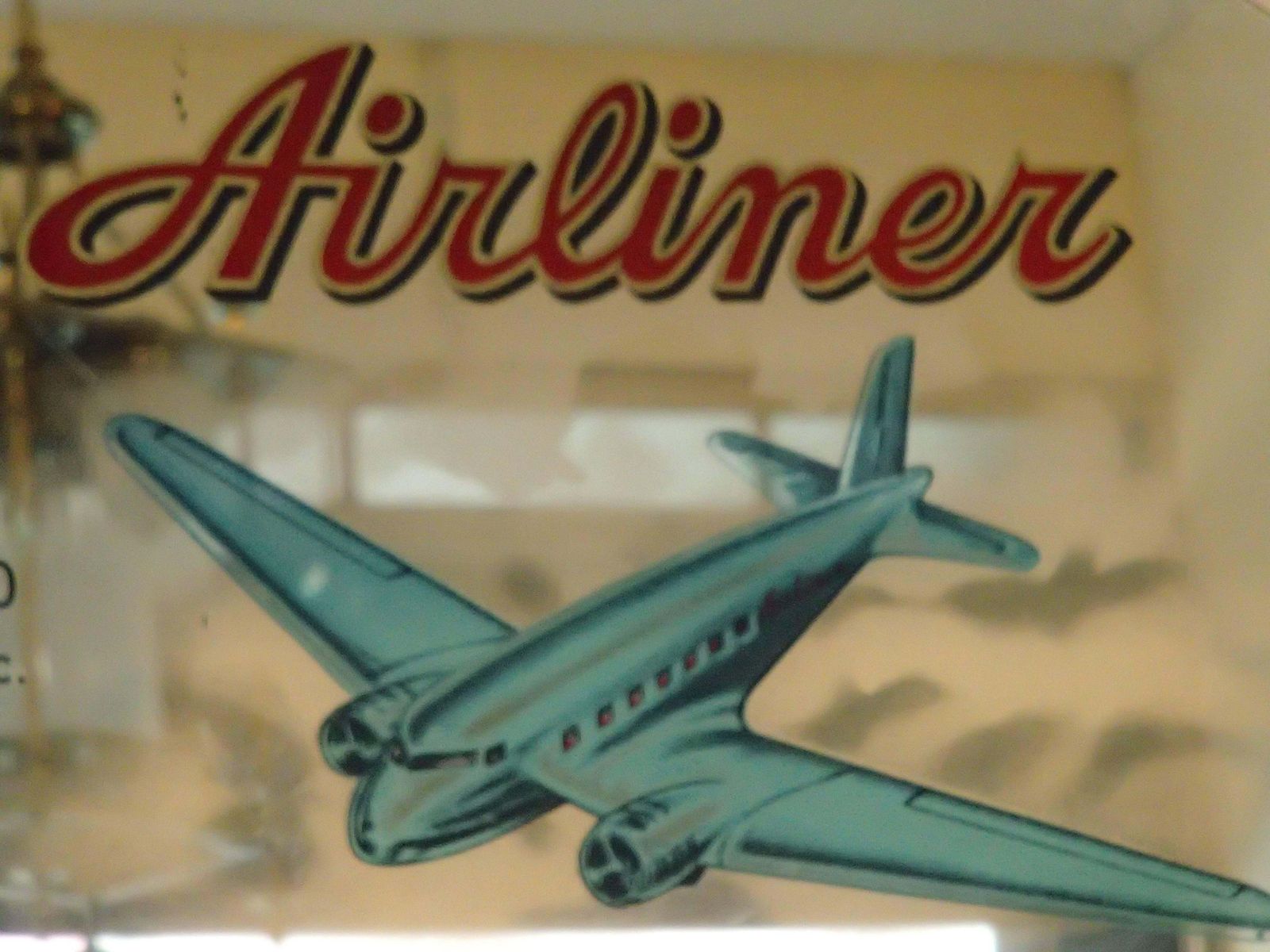 Midcentury Advertising Mirror "Airliner" San Telmo Cigar Co Bay City Michigan photo vintage