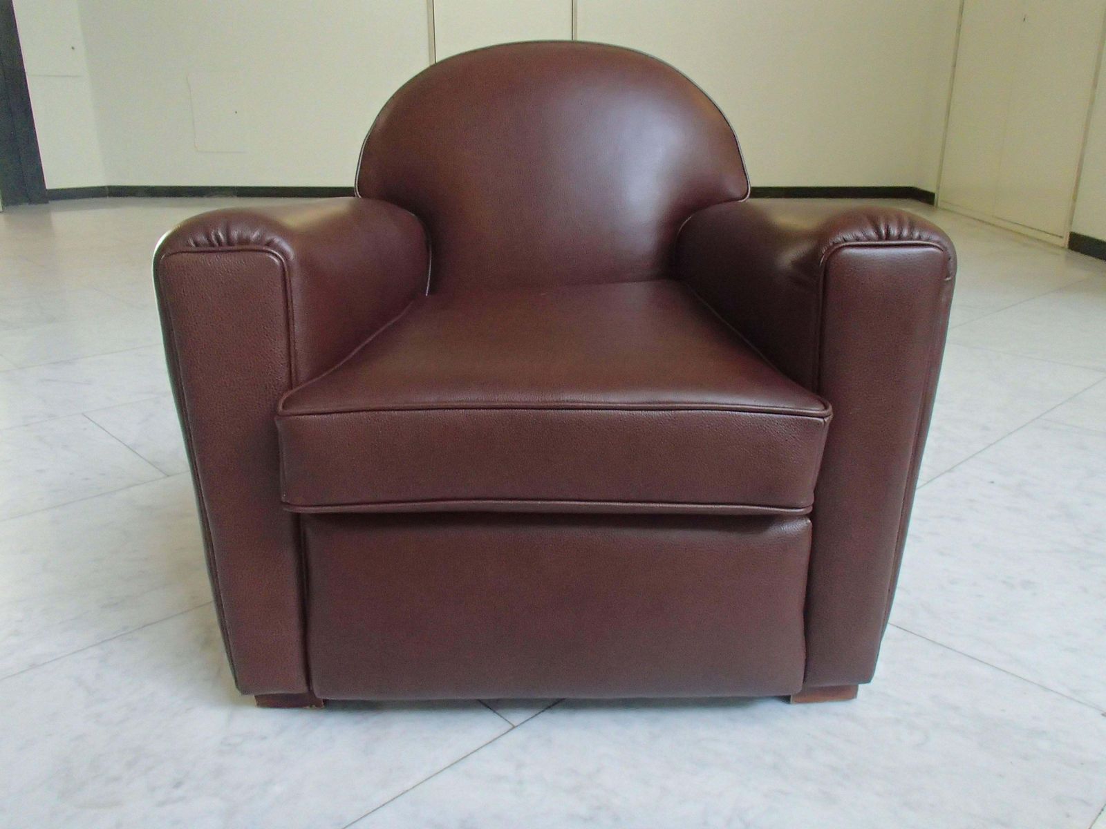 Art Deco Club Chair Completely Restored And Recovered With Brown Leather photo Furniture