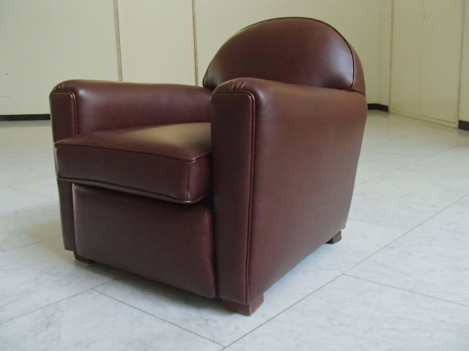 photo furniture Art Deco Club Chair Completely Restored And Recovered With Brown Leather