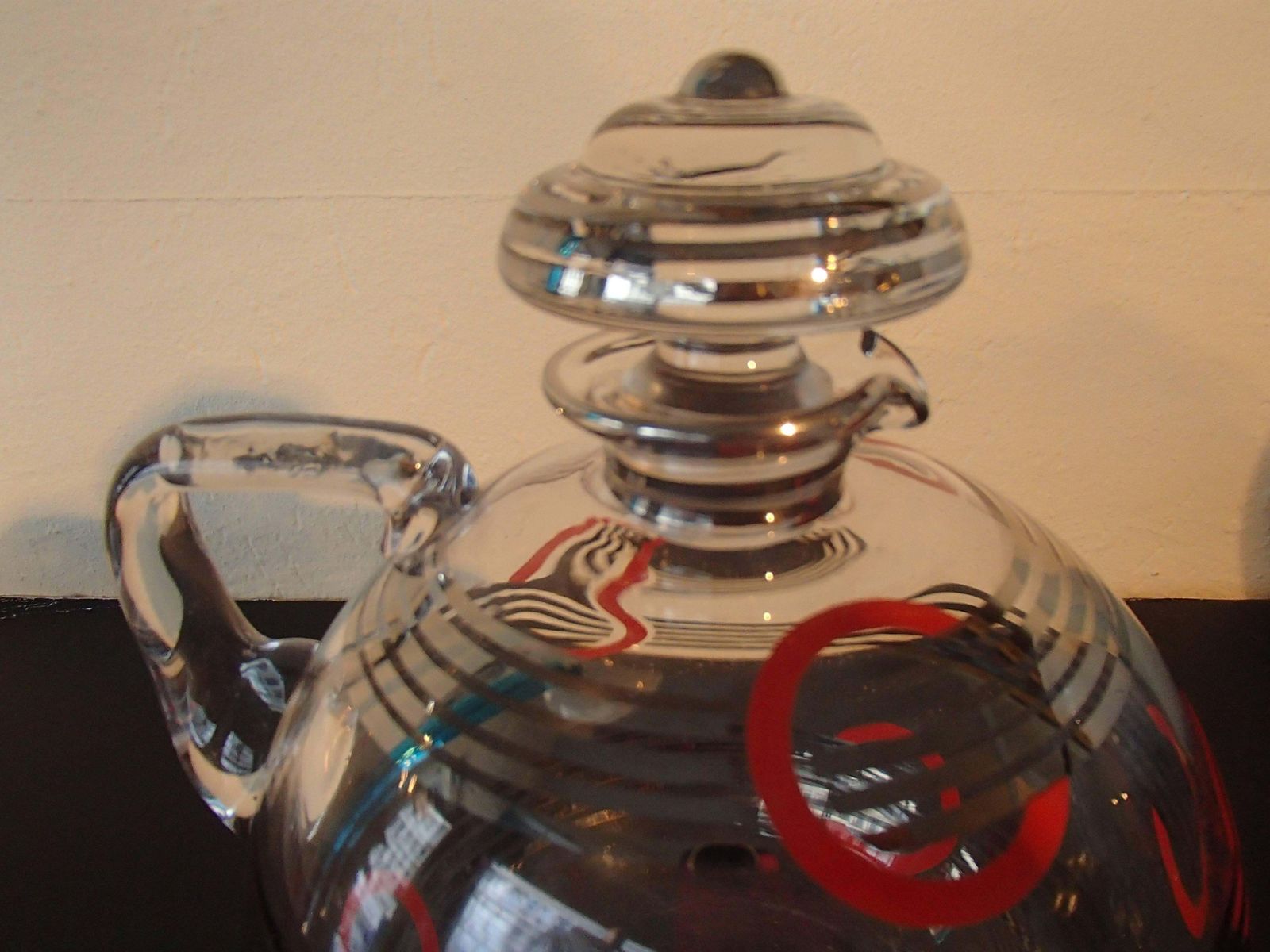 Art Deco Carafe Silver Red And Black Geometrical Design photo buy
