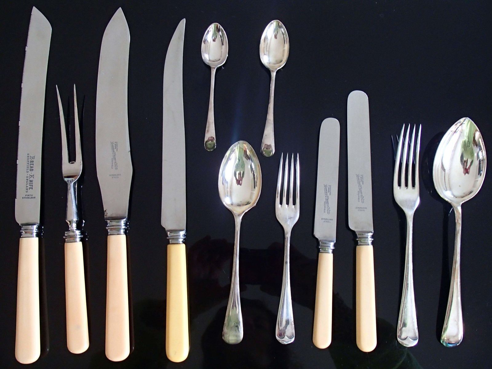 photo furniture 19th Century Oak Table With Cutlery For Twelve Persons Harrison Fisher Sheffield