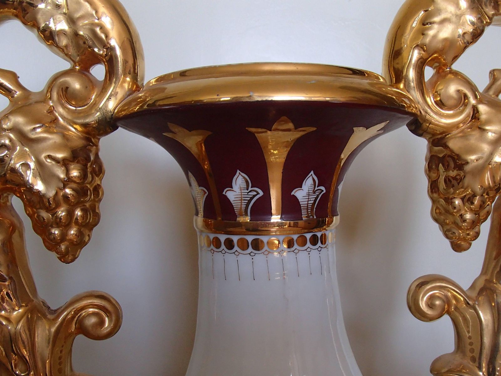 Art Nouveau Huge Porcelain Floor Amphora With Birds Gold Handles By J.Bünzli photo vinterior