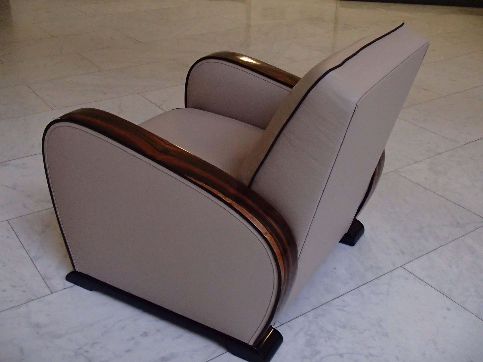 Art Deco Leather Club Chair With Ebene De Macassar Handles photo Furniture
