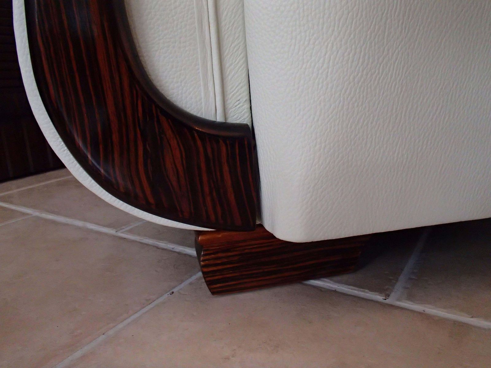 Art Deco Armchair Off White Leather And Ebene De Macassar Decors photo buy