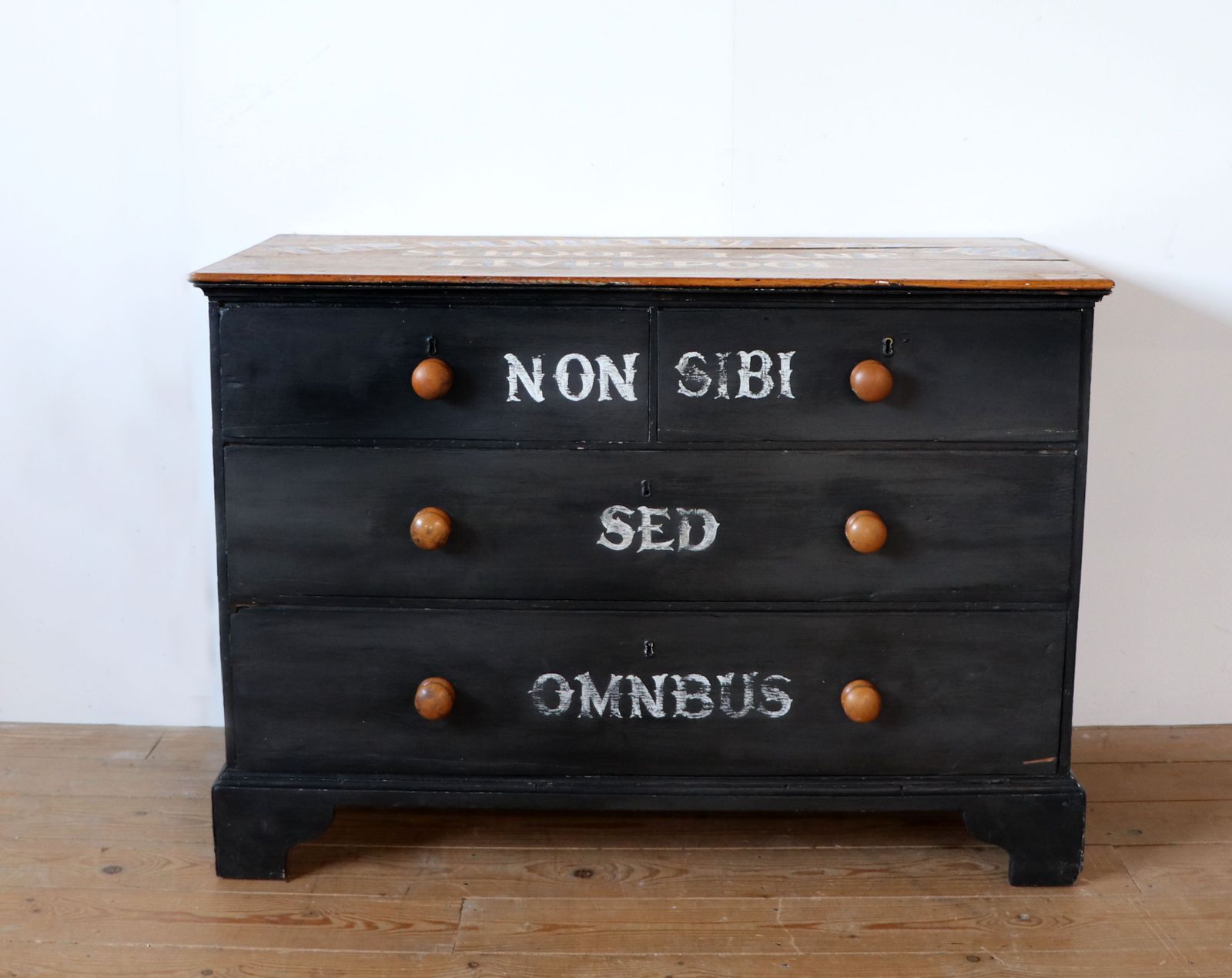 A Lovely Victorian Painted Pine Chest, Hand Sign Written Bluecoat School, Liverpool. photo for sale