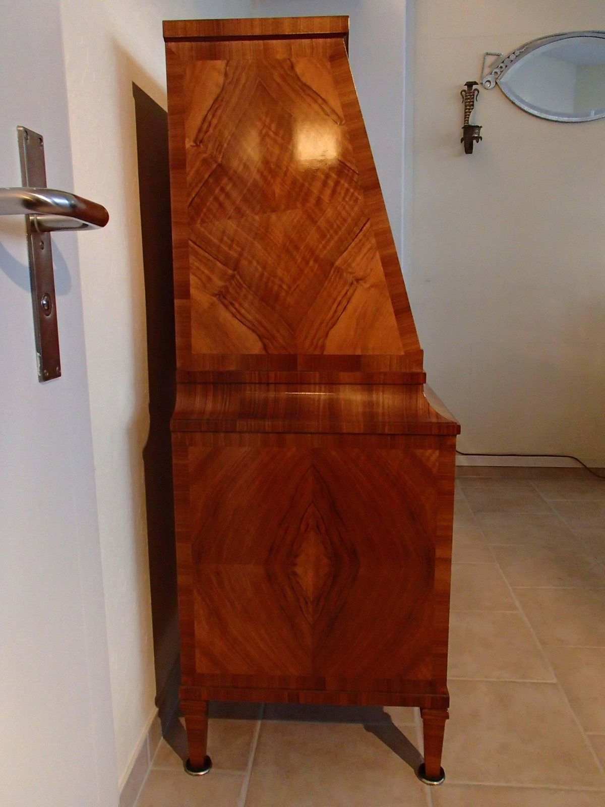 photo for sale 1920 Walnut Secretaire With 16 Drawers And Leather Desk