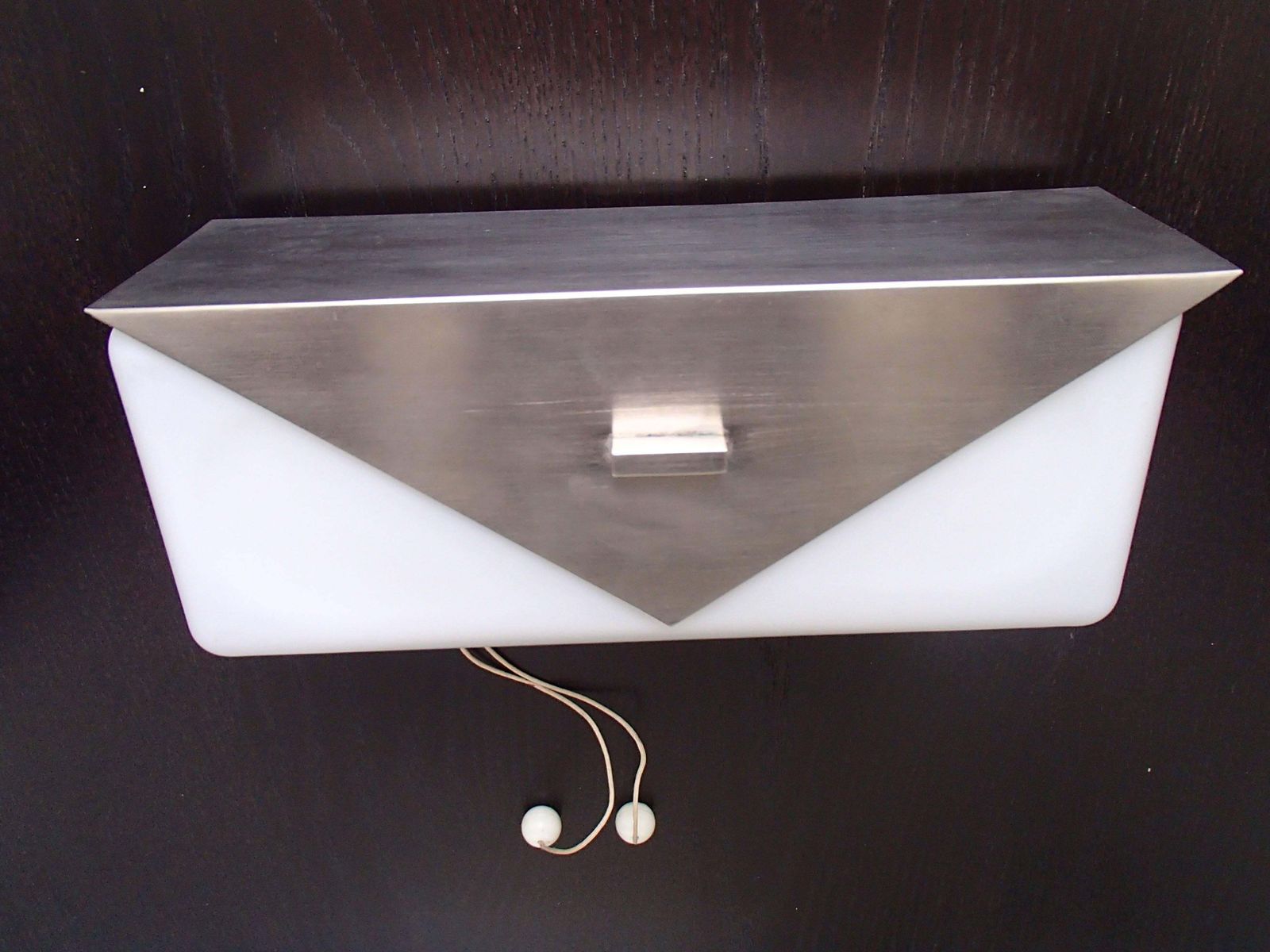 Pair Of Art Deco Wall Lights Opaline Glass And Brushed Chrome photo furniture