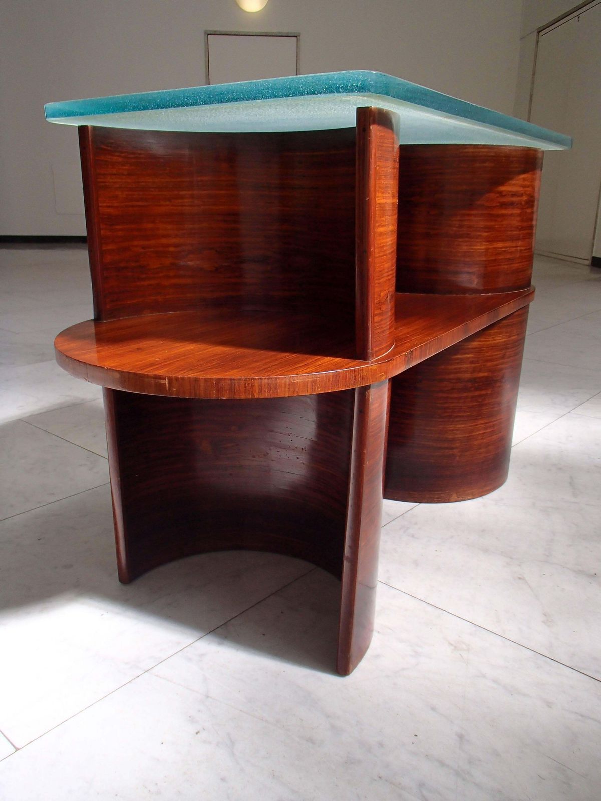1930 Cubist Modernistic Console Table Rosewood And Thick Glass Top photo for sale