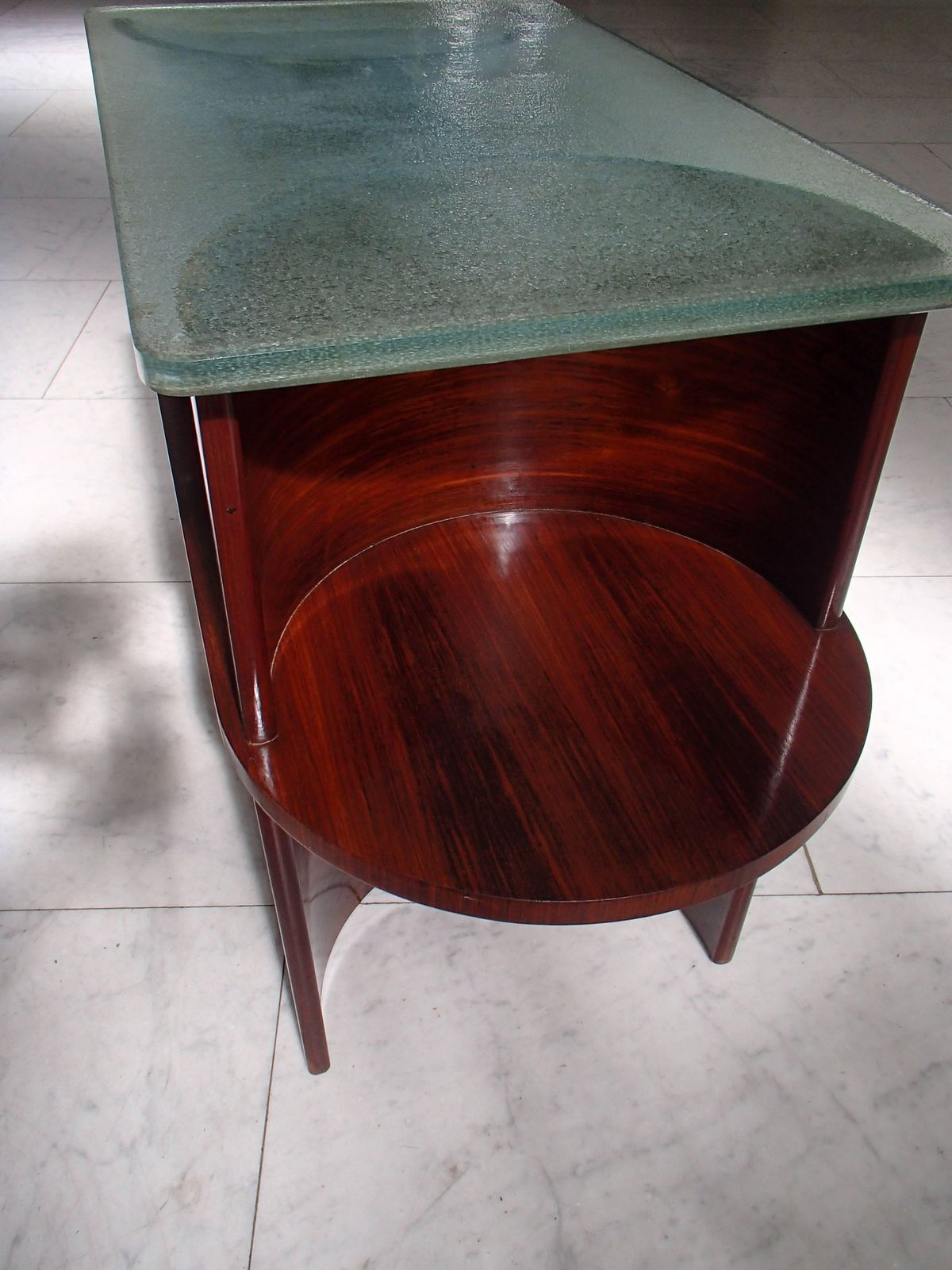 1930 Cubist Modernistic Console Table Rosewood And Thick Glass Top photo 1882.0