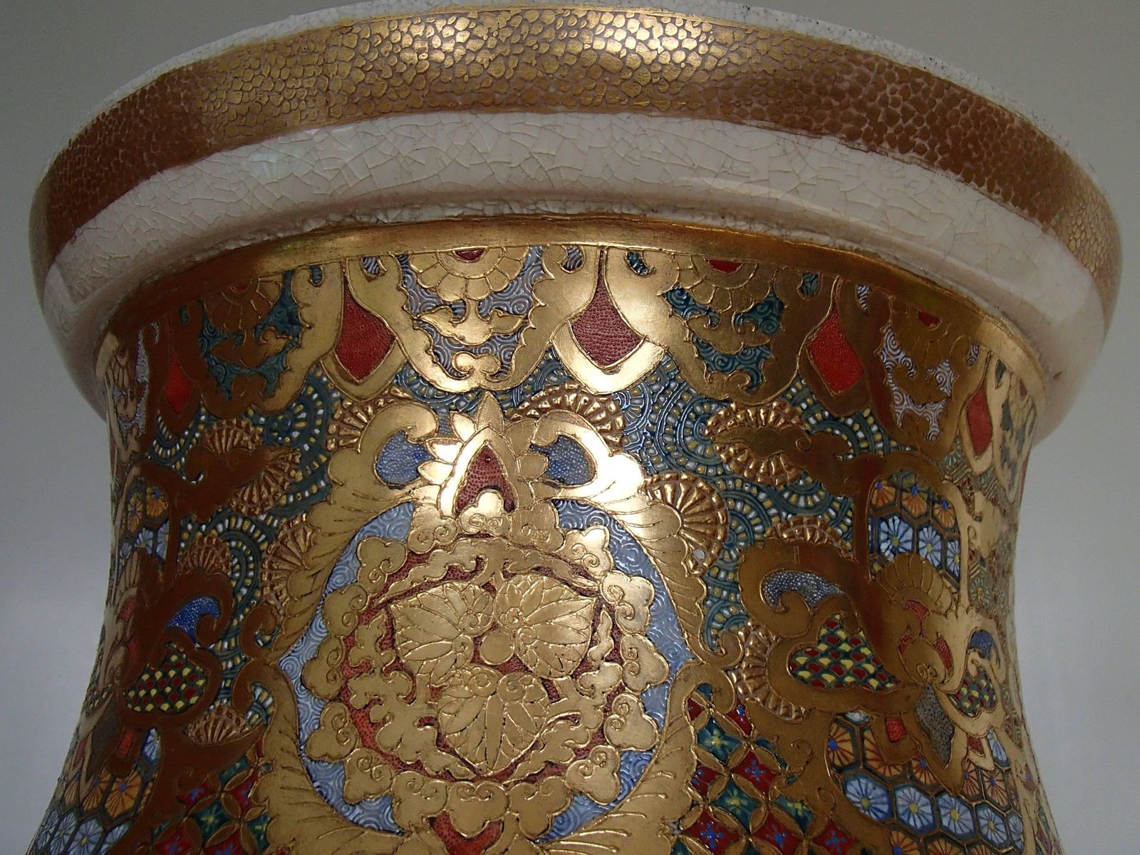 1900 Japanese Satsuma Porcelain Huge Vase With Samurai Scenes photo buy