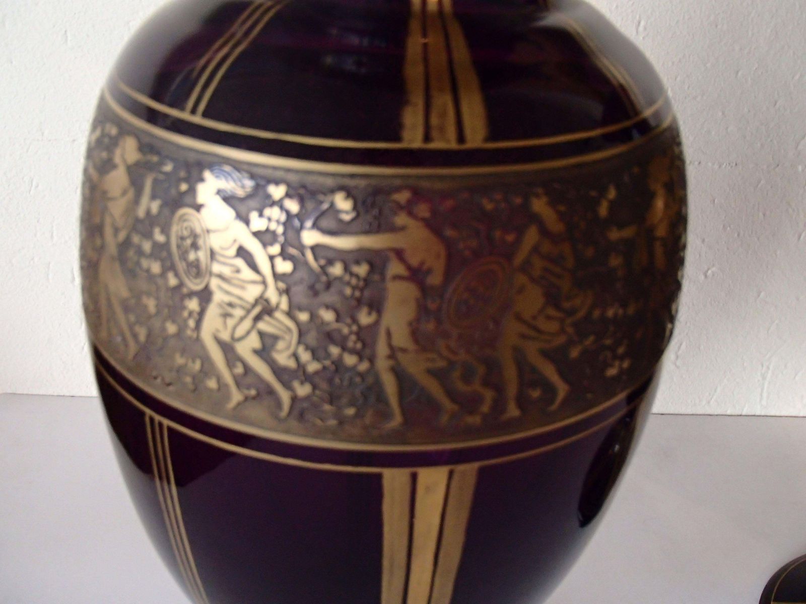 Pair Of Huge Ludwig Moser Karlsbad Vases With Gold Mythological Motives photo vinterior