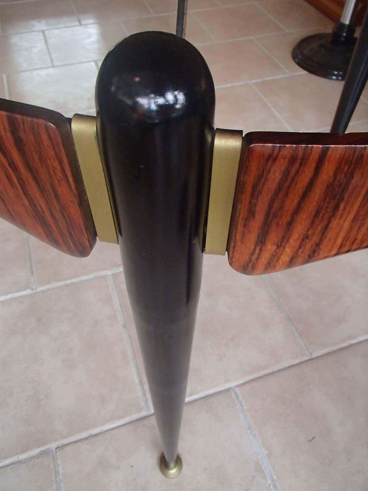 Italian Mid Century Dining Table Rosewood Brass Black Legs By Silvio Cavatorta photo vinterior