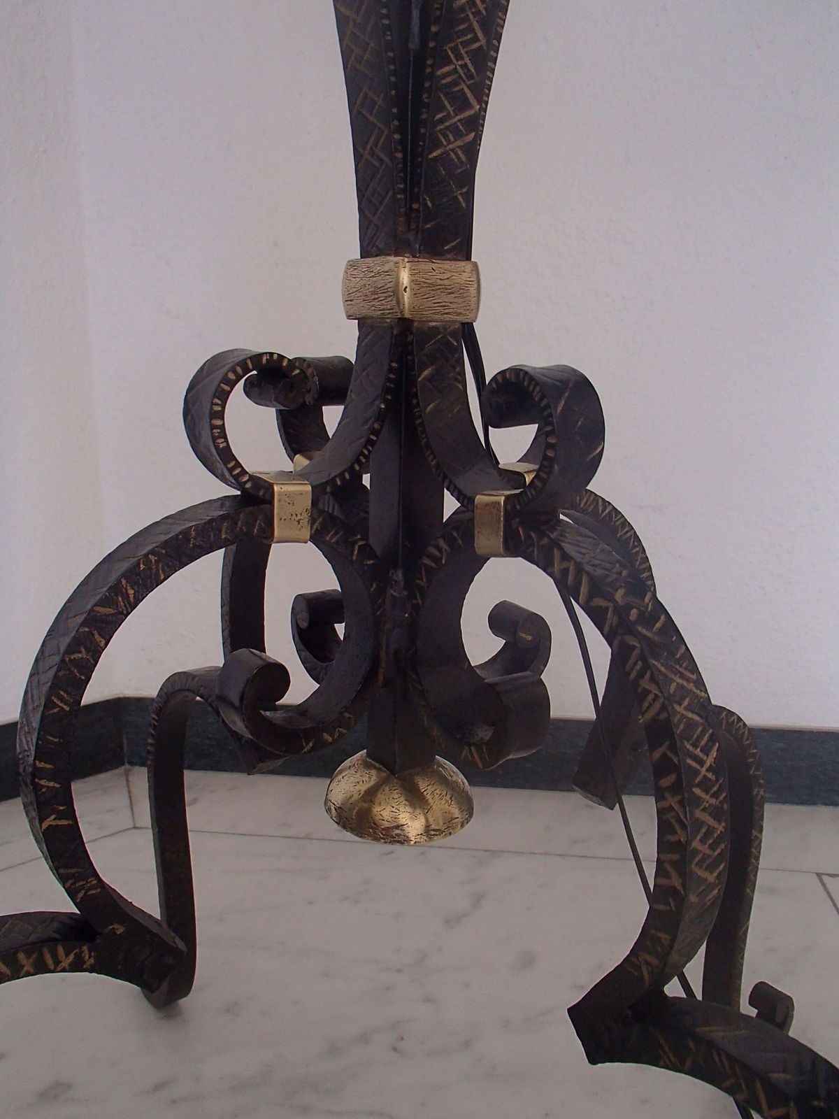Art Deco Floor Lamp Wrought Iron And Brass With Alabaster Shade photo 3936.0