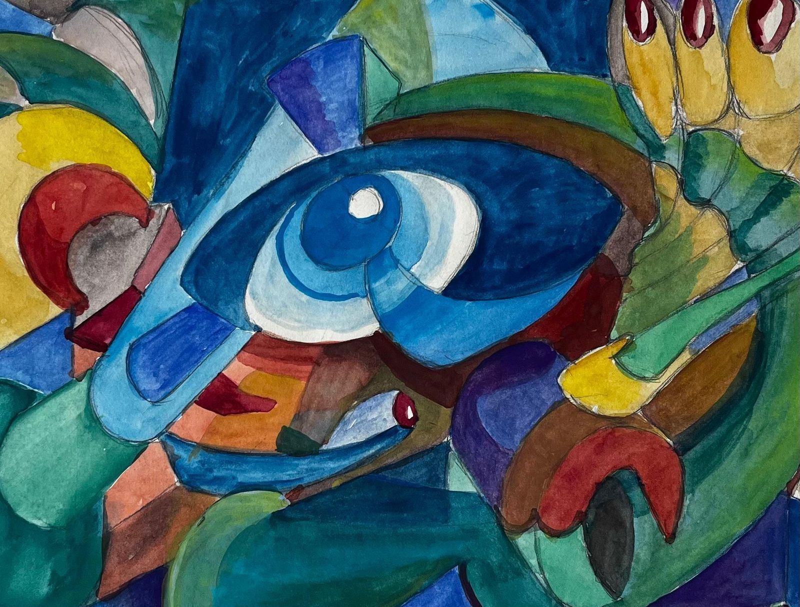 Guy Nicod Abstract Eye Composition French Modernist Watercolour By Guy Nicod photo buy