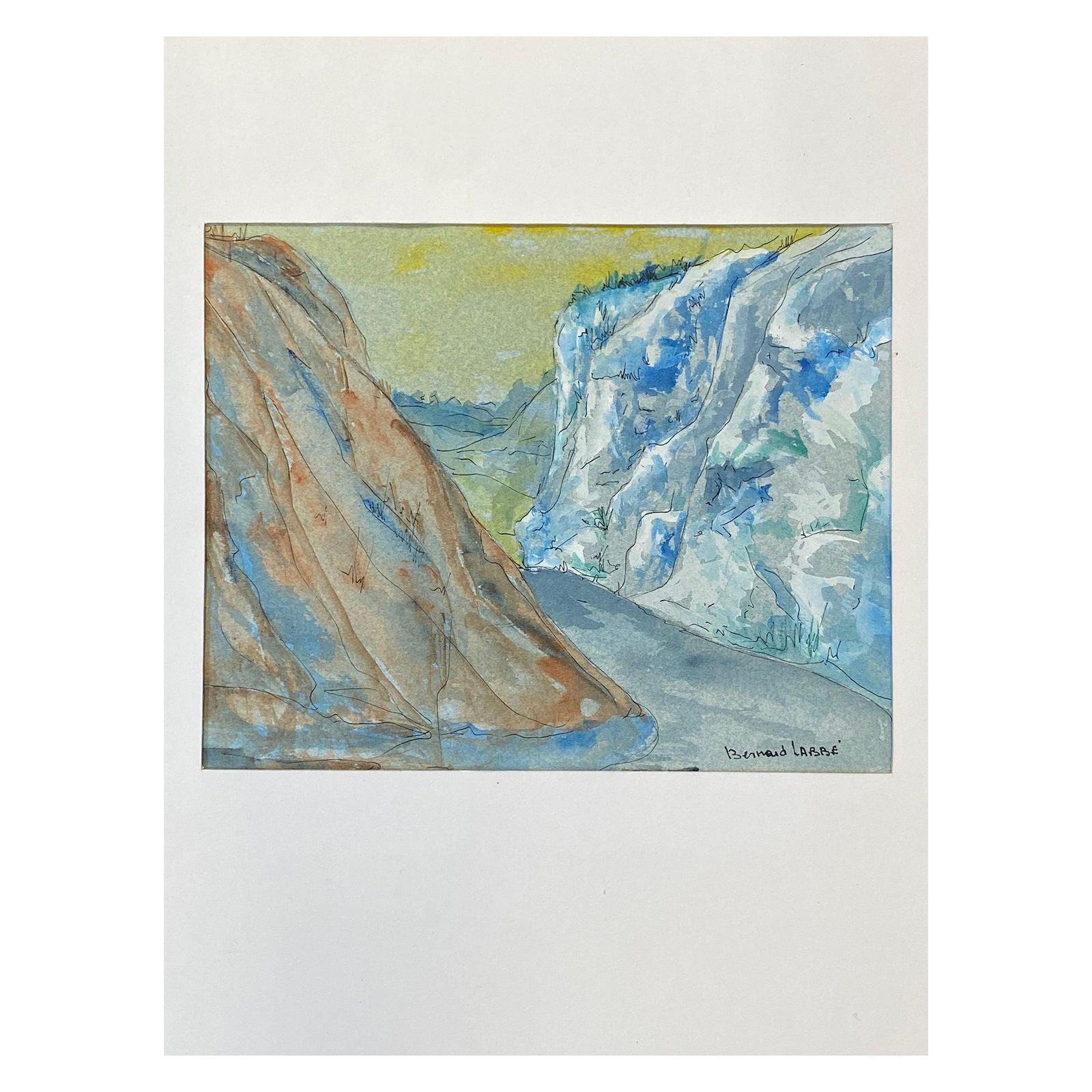 Unknown 1950's French Modernist/ Cubist Painting Signed, Through The Mountains
