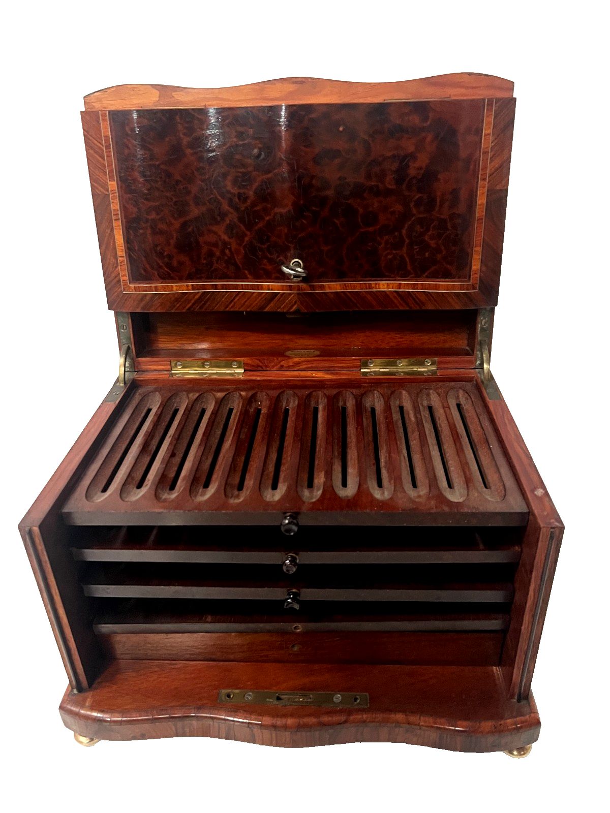 19th Century Cigar Box In Thuya Burl And Rosewood photo vintage