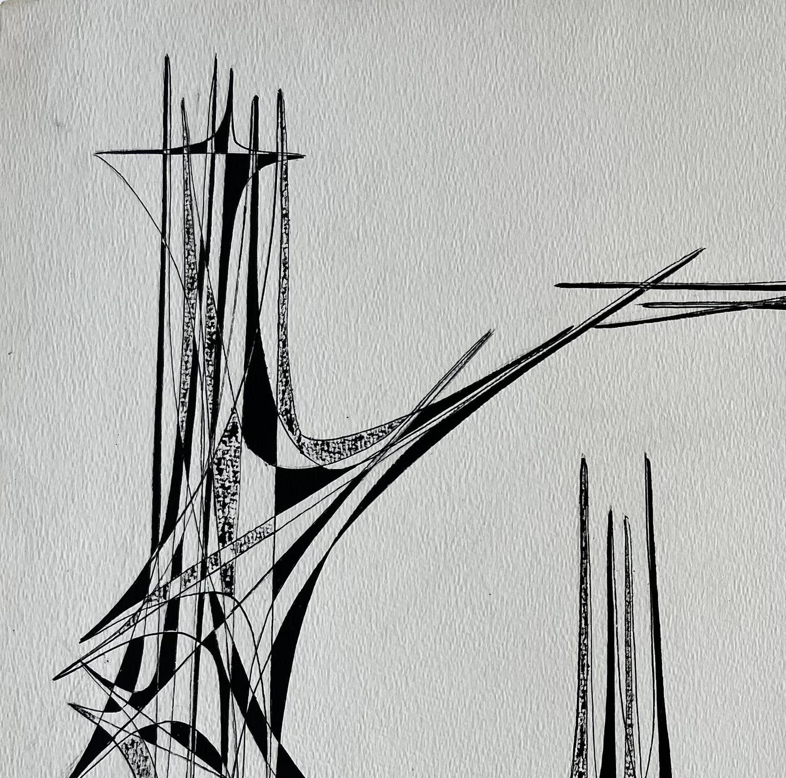 Serge Guerin (1916) Mid Century French Geometric Abstract Circular Composition Ink On Paper photo 675.0