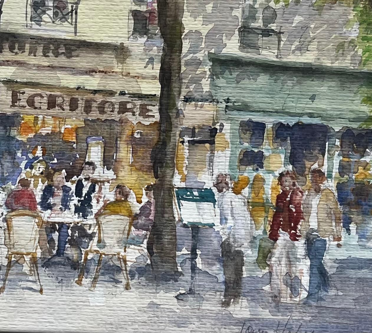 Anthony Herbert Parisian Street Café Scene With Diners And Trees Original City Watercolour photo for sale