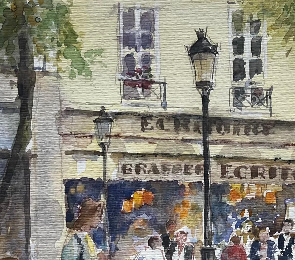 Anthony Herbert Parisian Street Café Scene With Diners And Trees Original City Watercolour photo vinterior