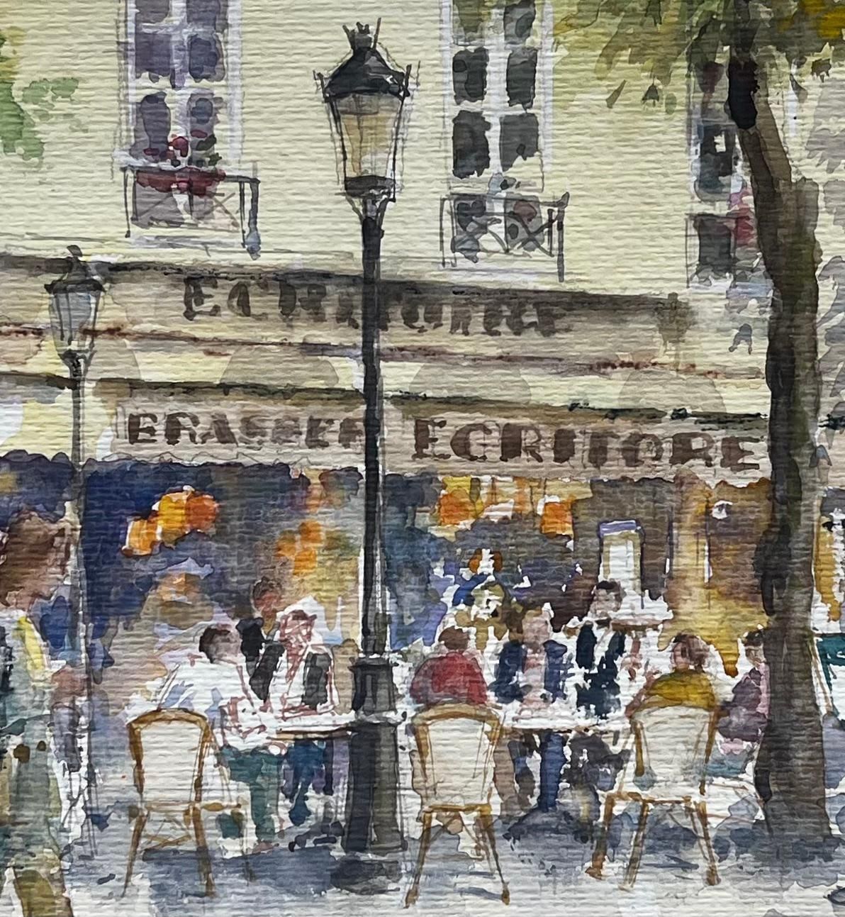 Anthony Herbert Parisian Street Café Scene With Diners And Trees Original City Watercolour photo buy