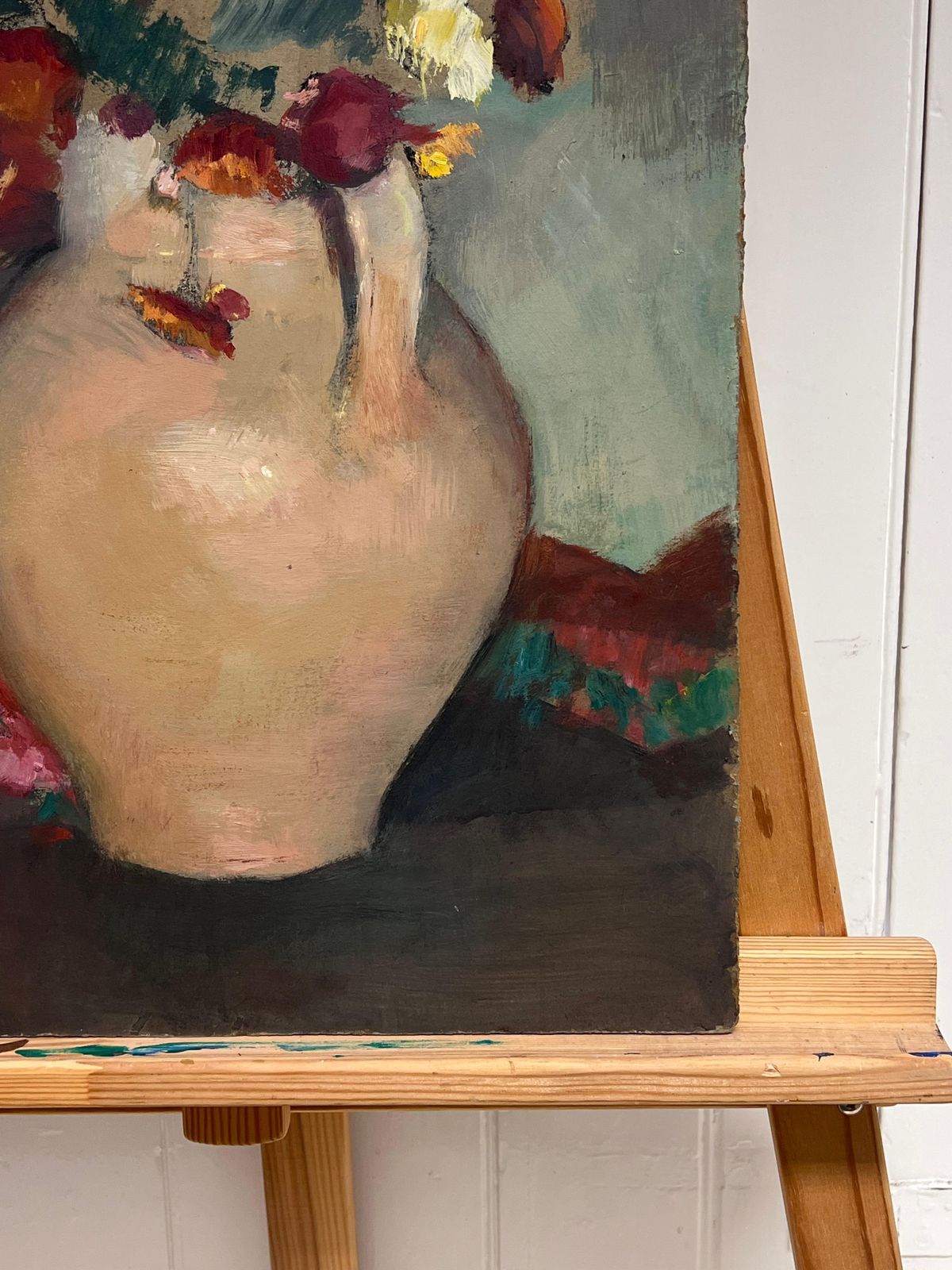 Cécile Hertz Eyrolles (1875 1974) 1930's French Post Impressionist Oil Still Life Flowers In Earthen Vase photo 900.0