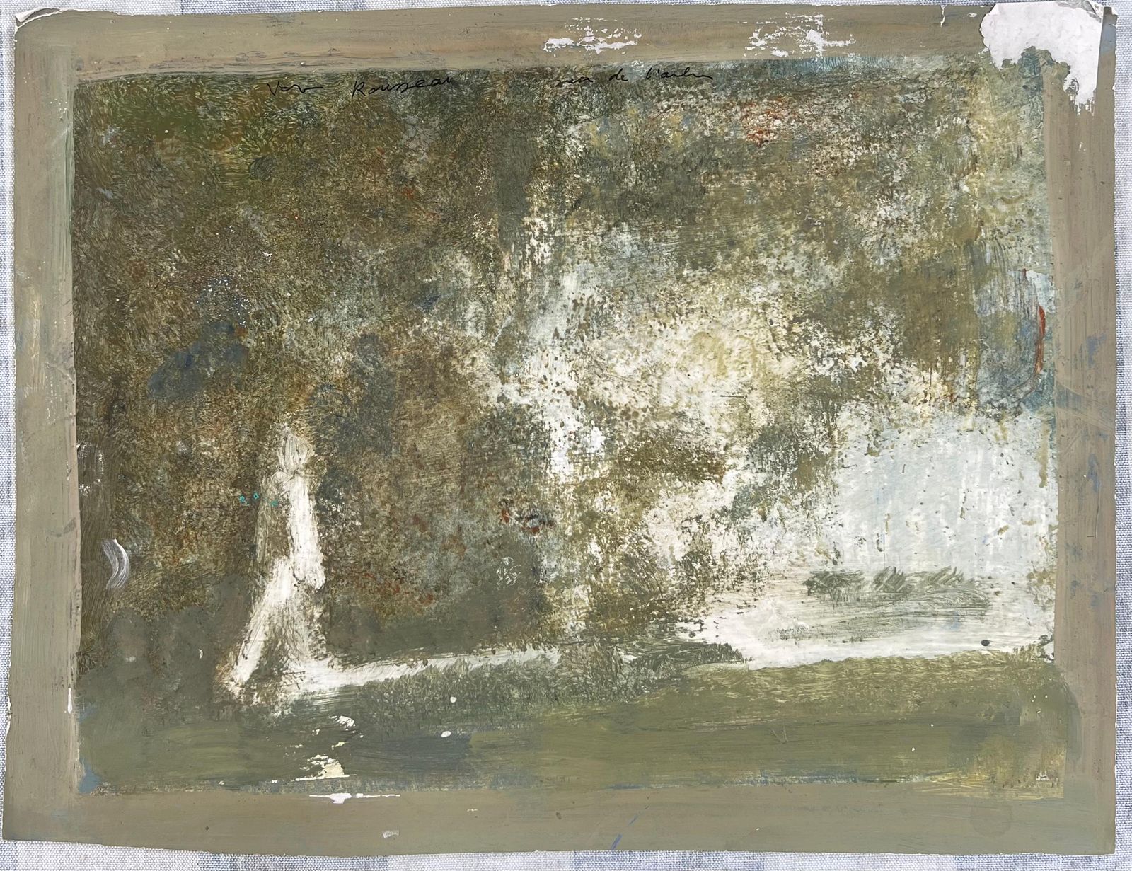 Robert Ladou Figure Stood In Green Foggy Landscape Original French Artwork 20th Century photo furniture