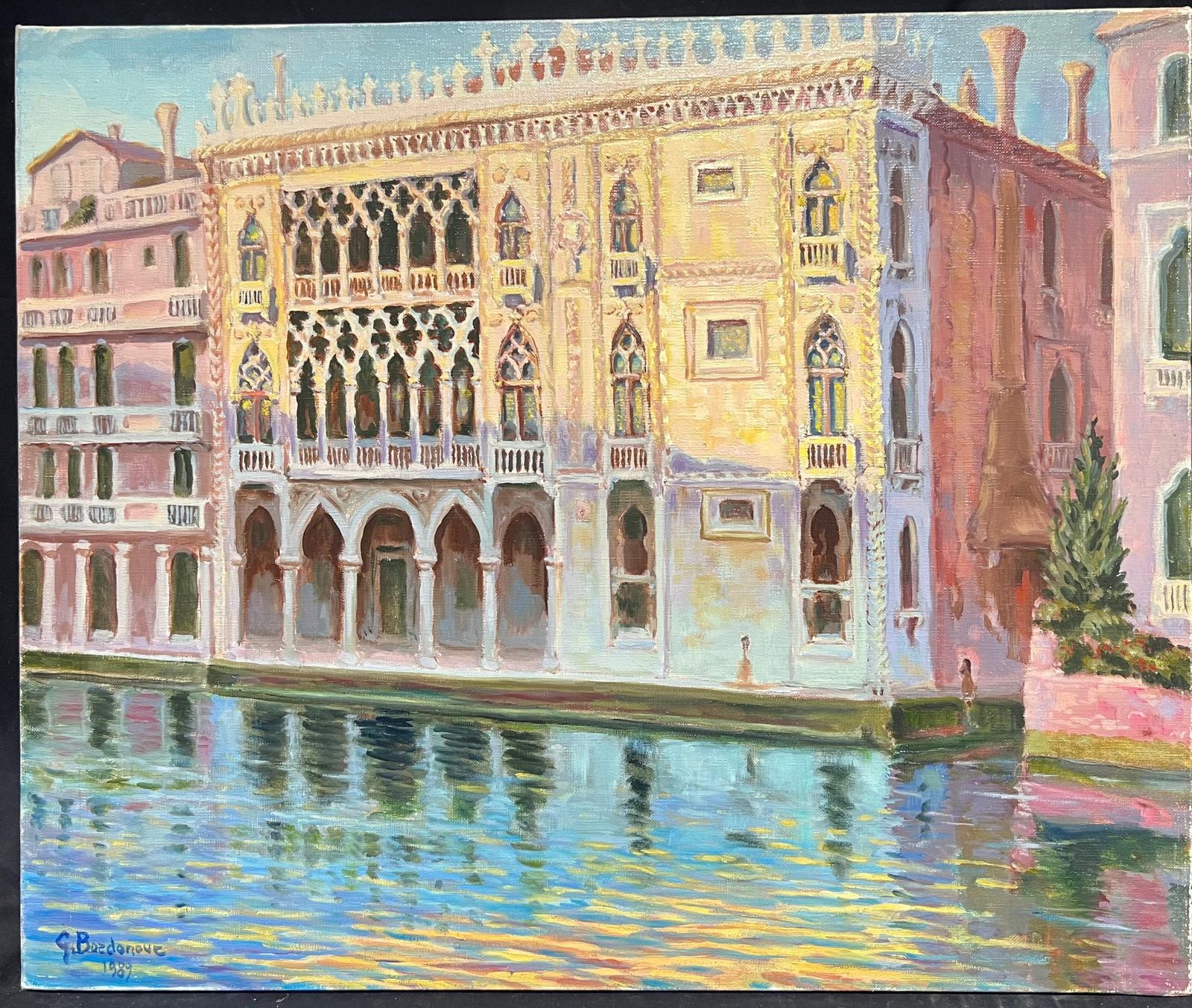 Georges Bordonove French Impressionist Oil Painting Reflections Of Venetian Splendor photo furniture