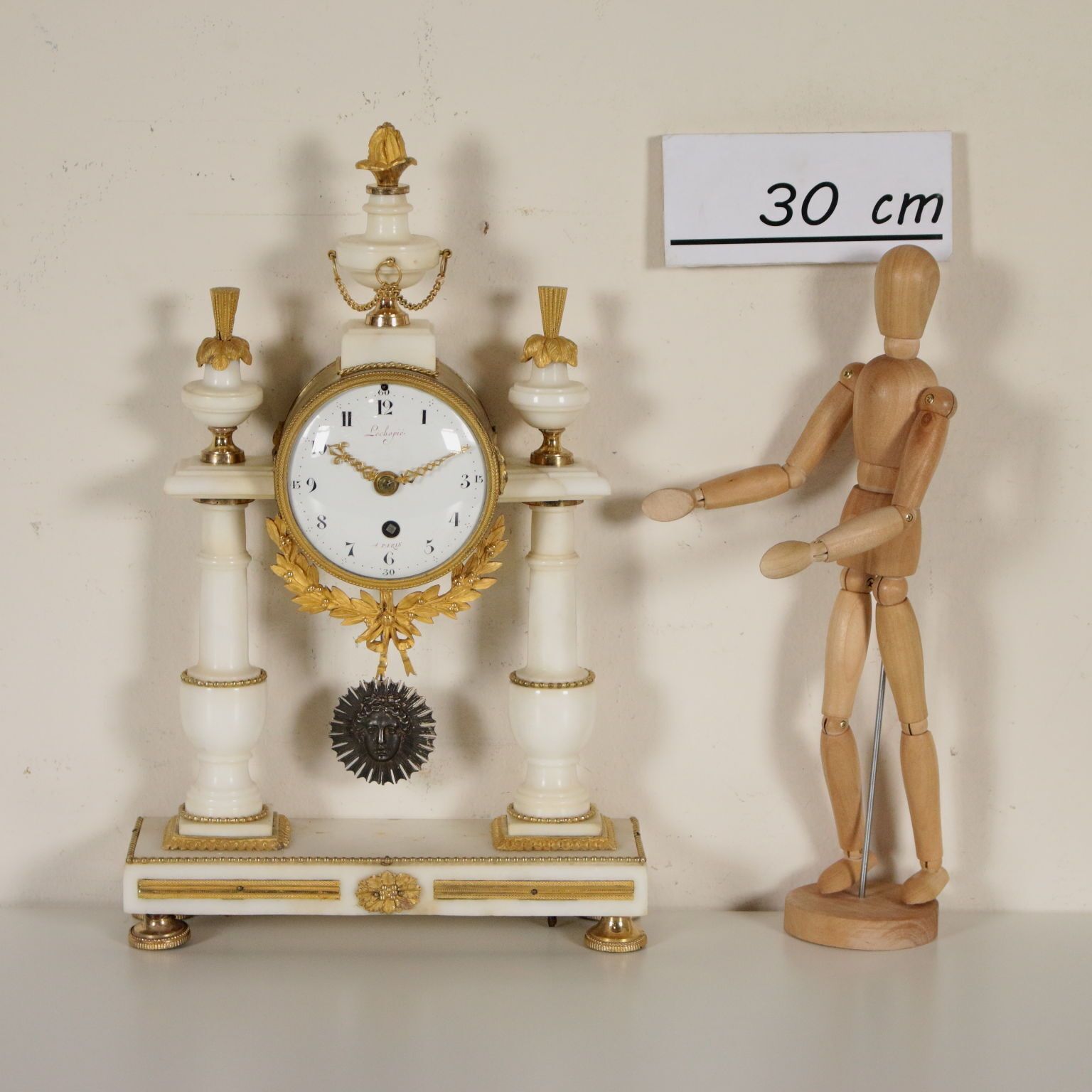 Antique Clock Lèchopiè à Paris Marble Gilded Bronze France 1700s photo furniture
