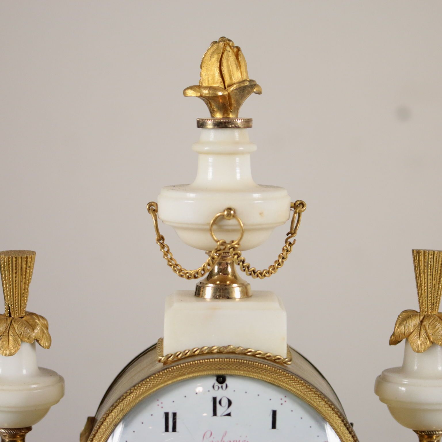 Antique Clock Lèchopiè à Paris Marble Gilded Bronze France 1700s photo for sale