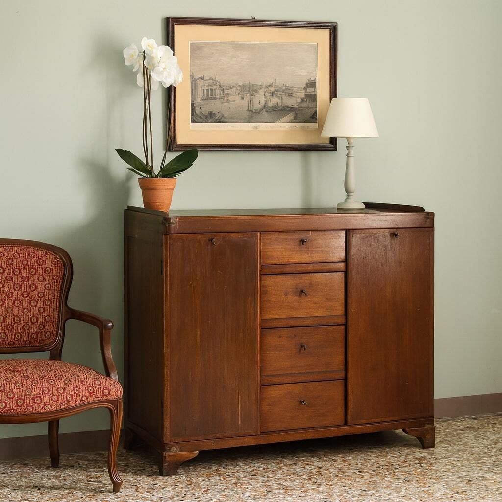 Antique Chest Of Drawers Mahogany Brass 4 Drawers XX Century photo furniture