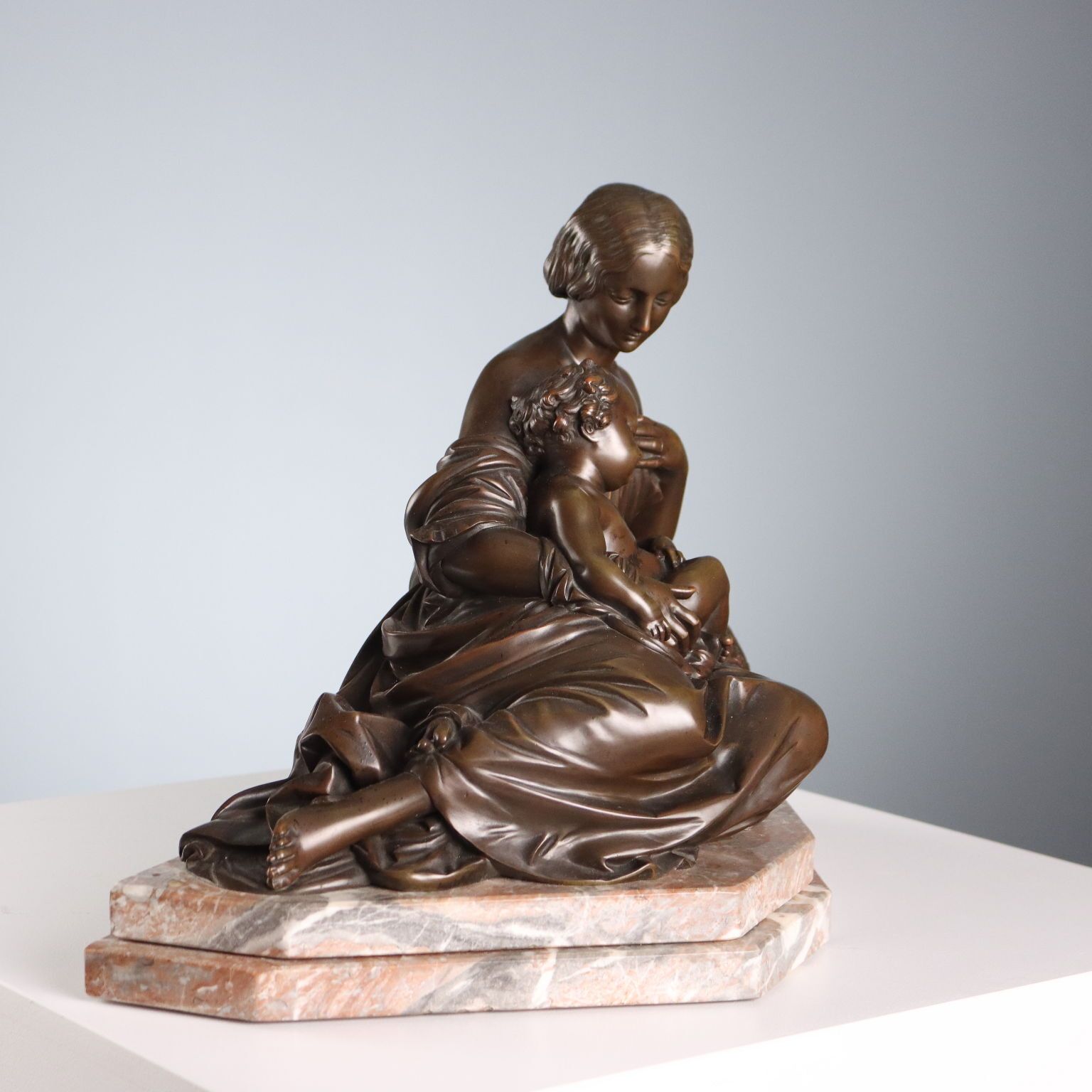 Antique Figurine Mother And Child James Pradier Copy XX Century photo vintage
