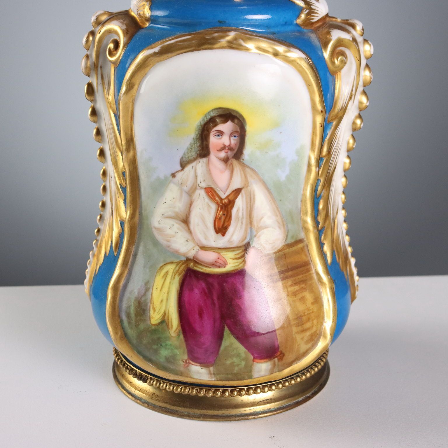Antique Lamps Painted Ceramic Bronze Europe XIX Century photo buy